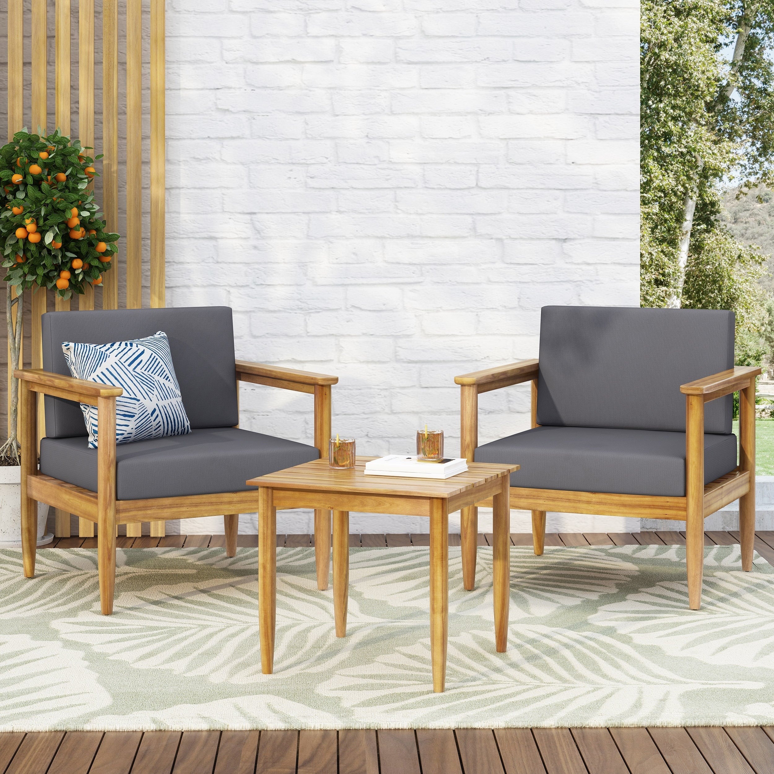 Magnolia Outdoor Acacia Wood Chat Set By Christopher Knight Home