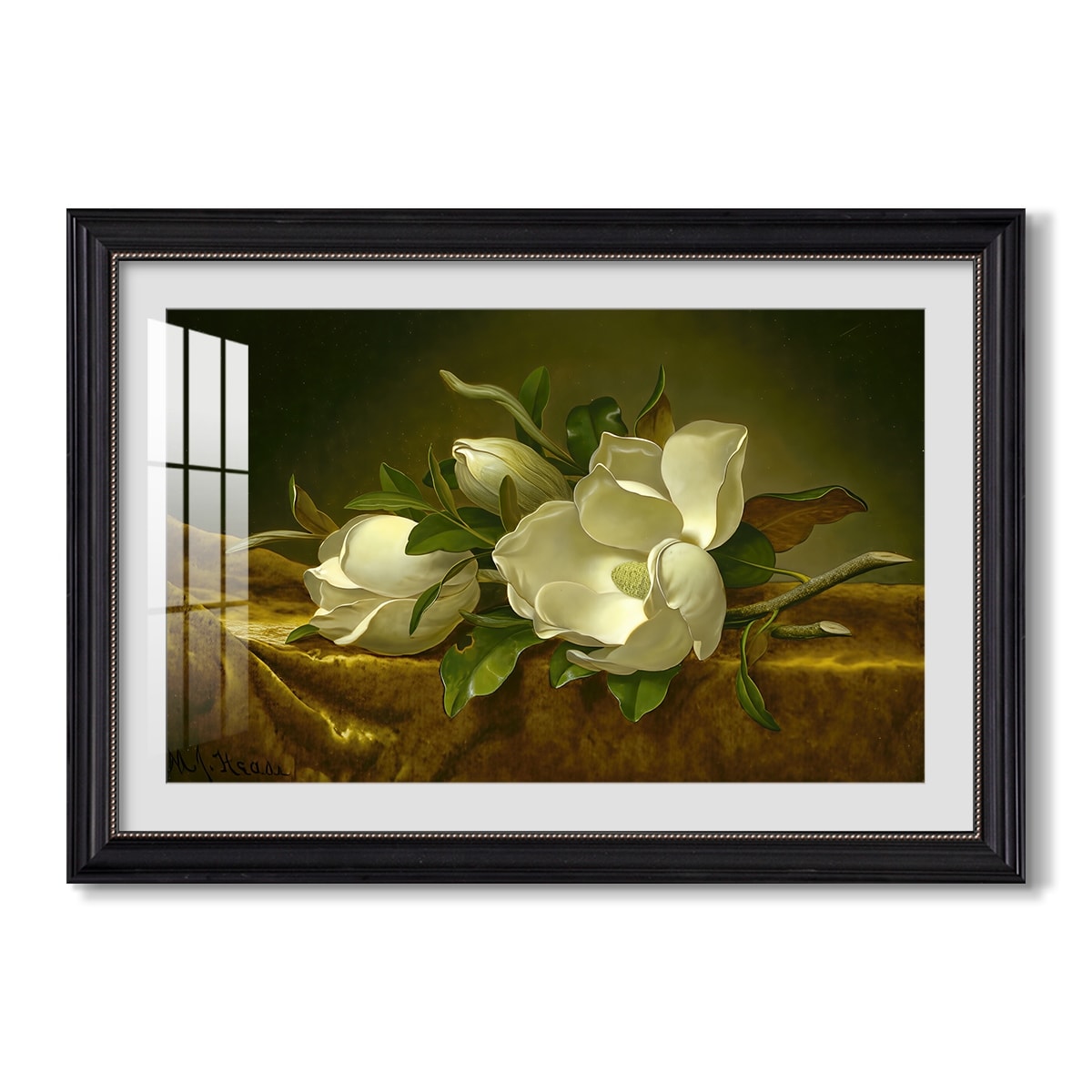 Magnolias On Gold C 1888 1890 Martin Johnson Heade Custom Framed Print