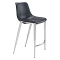 Magnus Counter Chair Black Brushed Stainless Set Of 2 N A