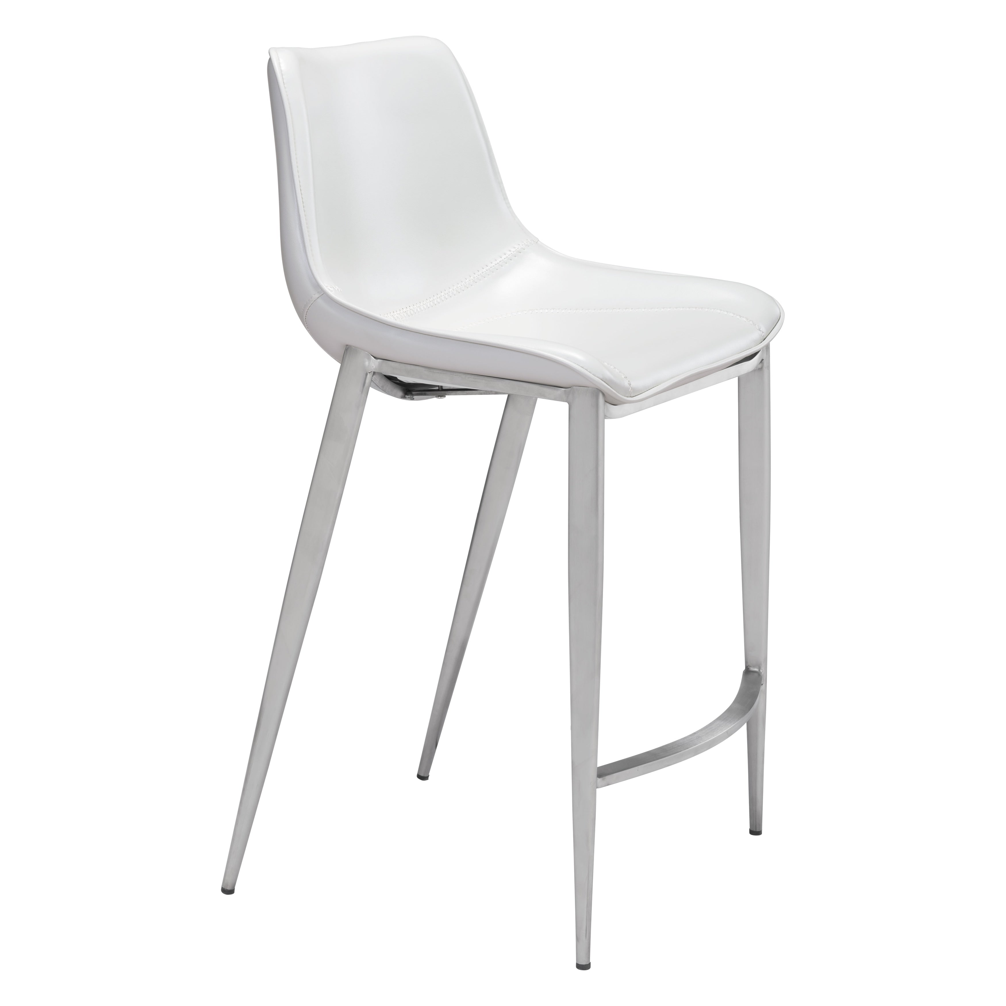 Magnus Counter Chair White Brushed Stainless Set Of 2 N A