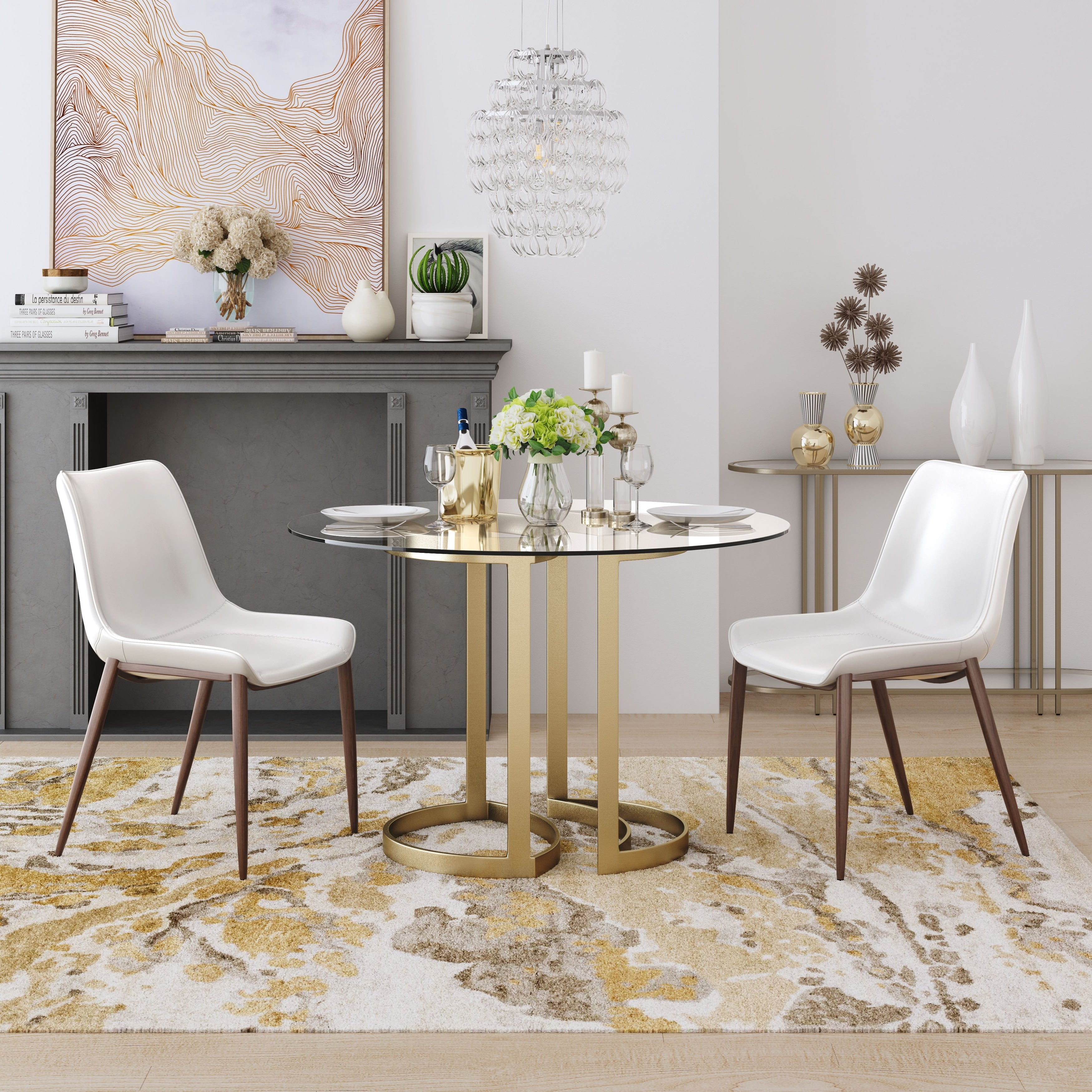 Magnus Dining Chair White And Walnut Set Of 2
