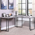 Furniture Of America Magnus Industrial Grey L Shape Desk With Usb Port