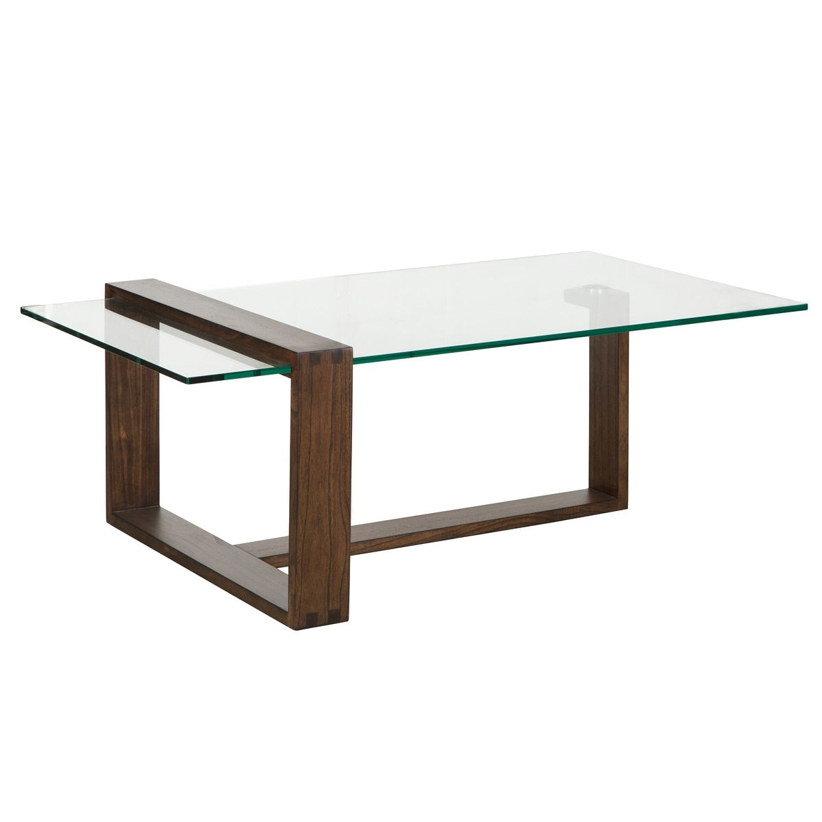 Bristow Modern Acorn Wood And Glass Rectangular Coffee Table