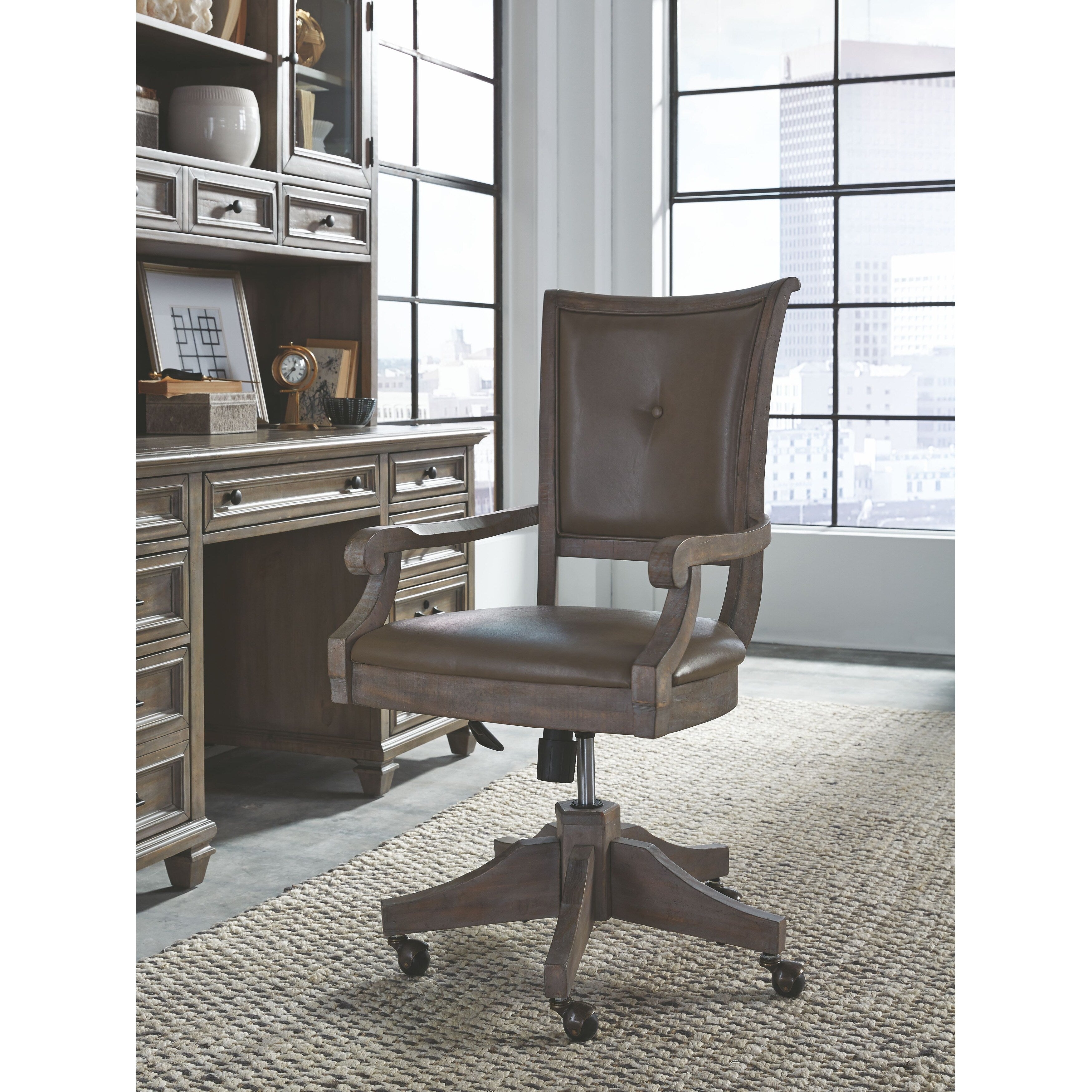 Lancaster Traditional Upholstered Swivel Office Chair