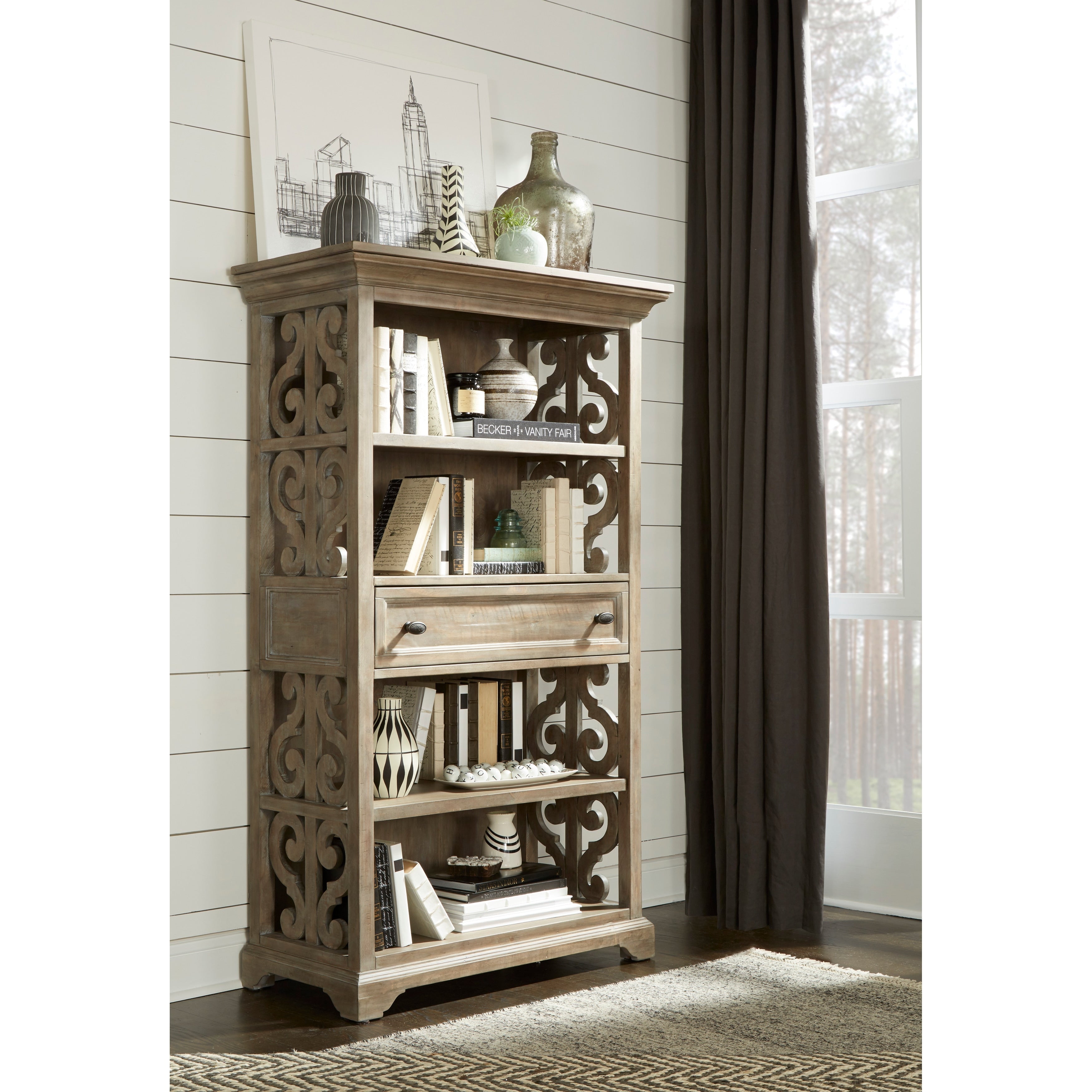 Tinley Park Traditional Dove Tail Grey Bookcase