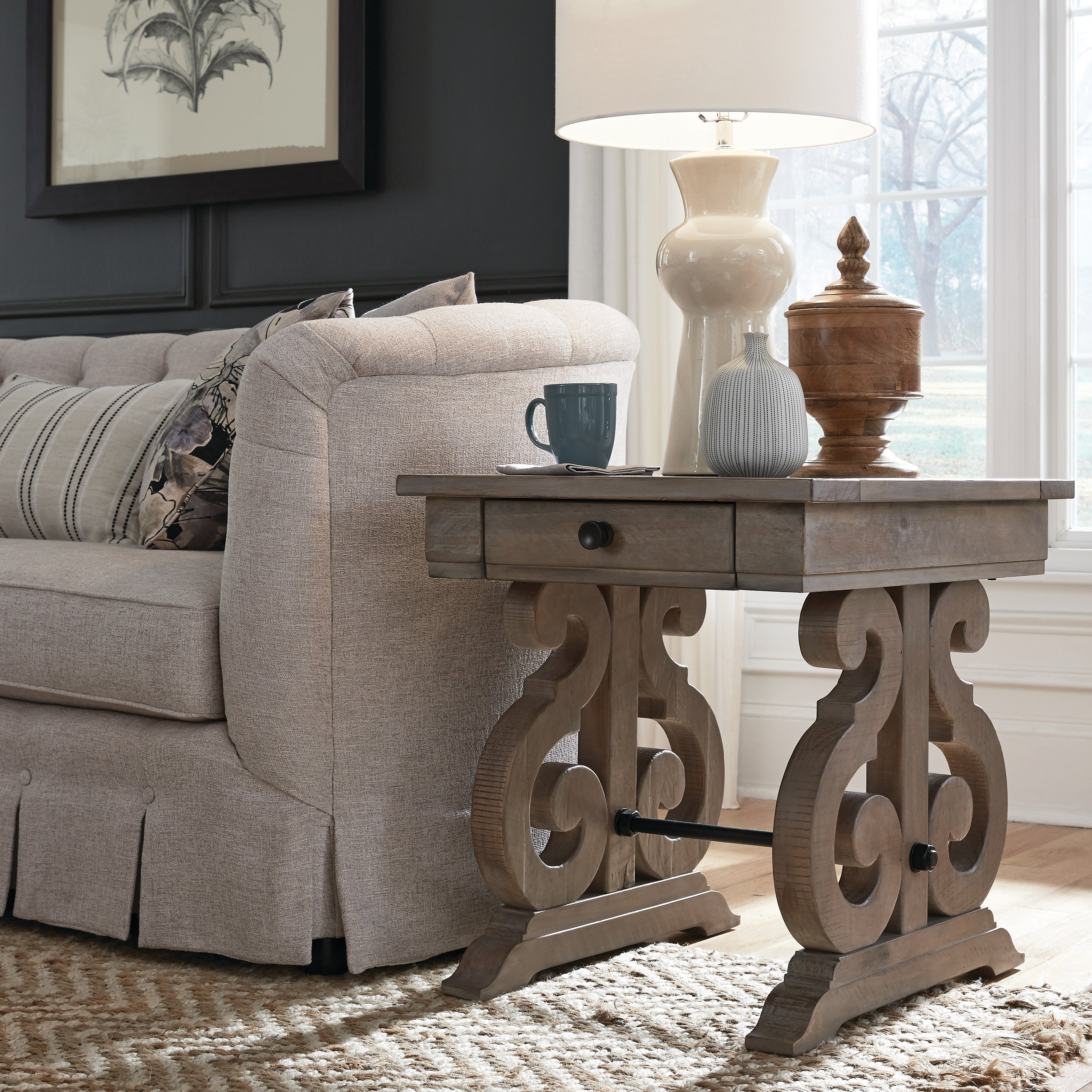 Tinley Park Traditional Dove Tail Grey End Table