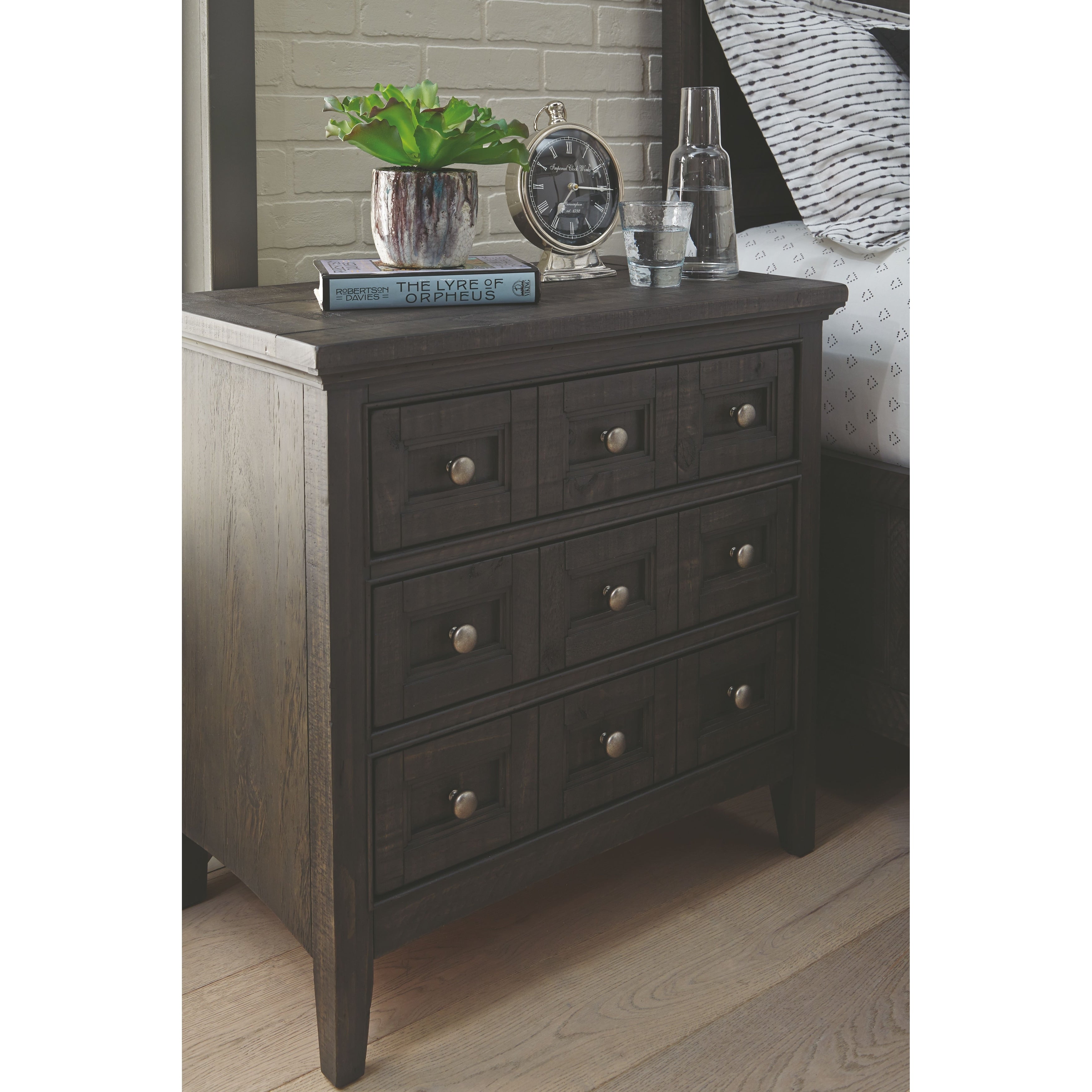 Westley Falls Relaxed Traditional Graphite 3 Drawer Nightstand
