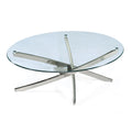 Zila Contemporary Brushed Nickel Oval Coffee Table With Glass Top
