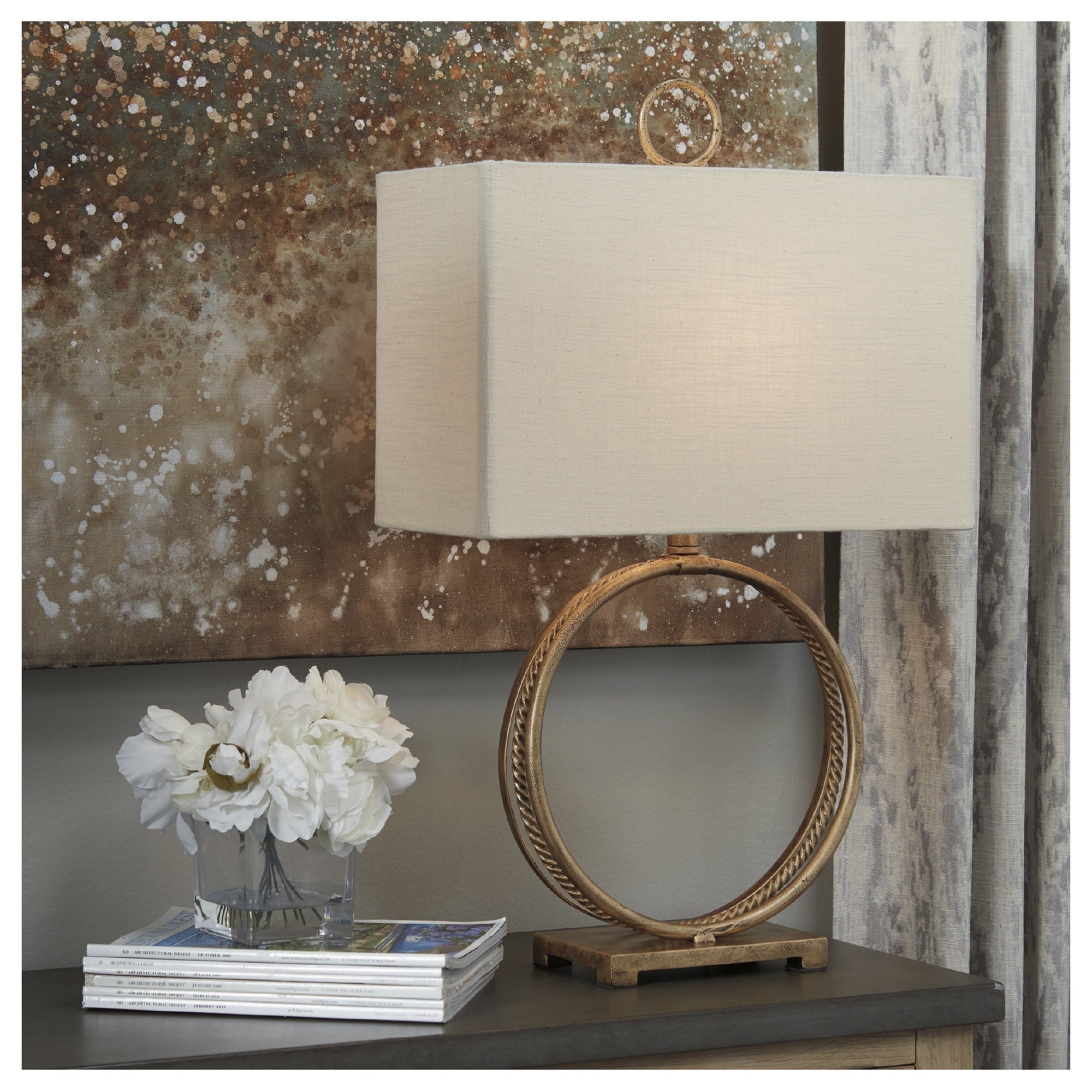 Signature Design By Ashley Mahala Metal 28 Inch Table Lamp With Antique Gold Finish
