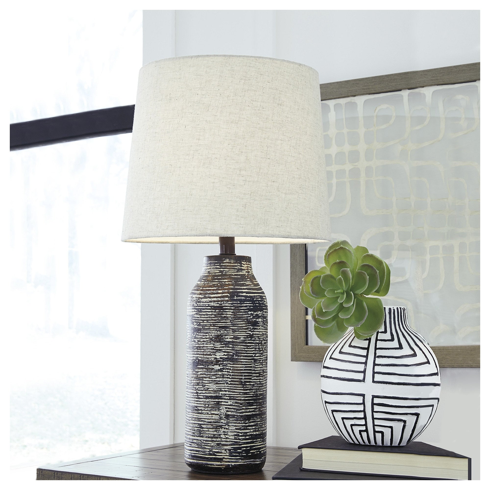 Mahima Paper 26 Inch Table Lamps Black And White