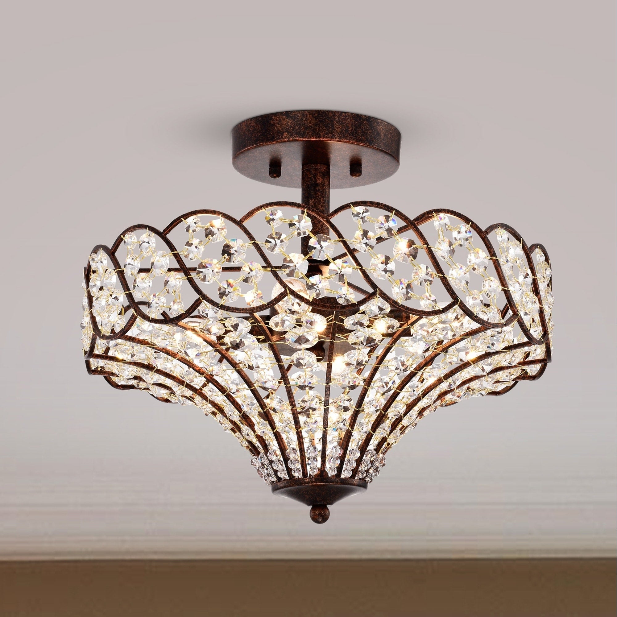 Maica Rustic Bronze 4 Light Semi Flush Mount