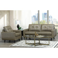 Maisie Mid Century Modern Moss Green Grey Top Grain Italian Leather Tufted Sofa And Chair