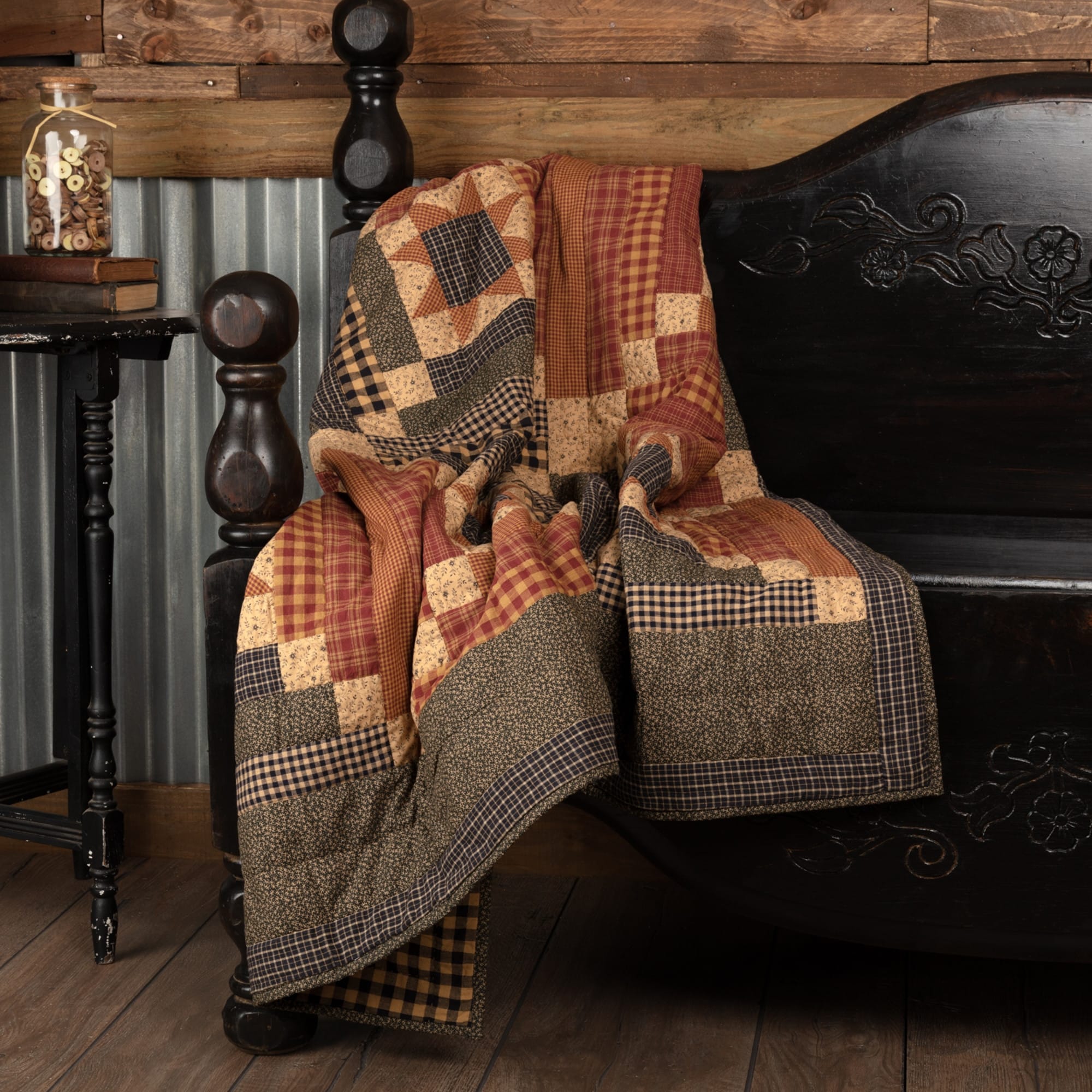 Tan Primitive Decor Vhc Maisie Throw Rod Pocket Cotton Patchwork N A