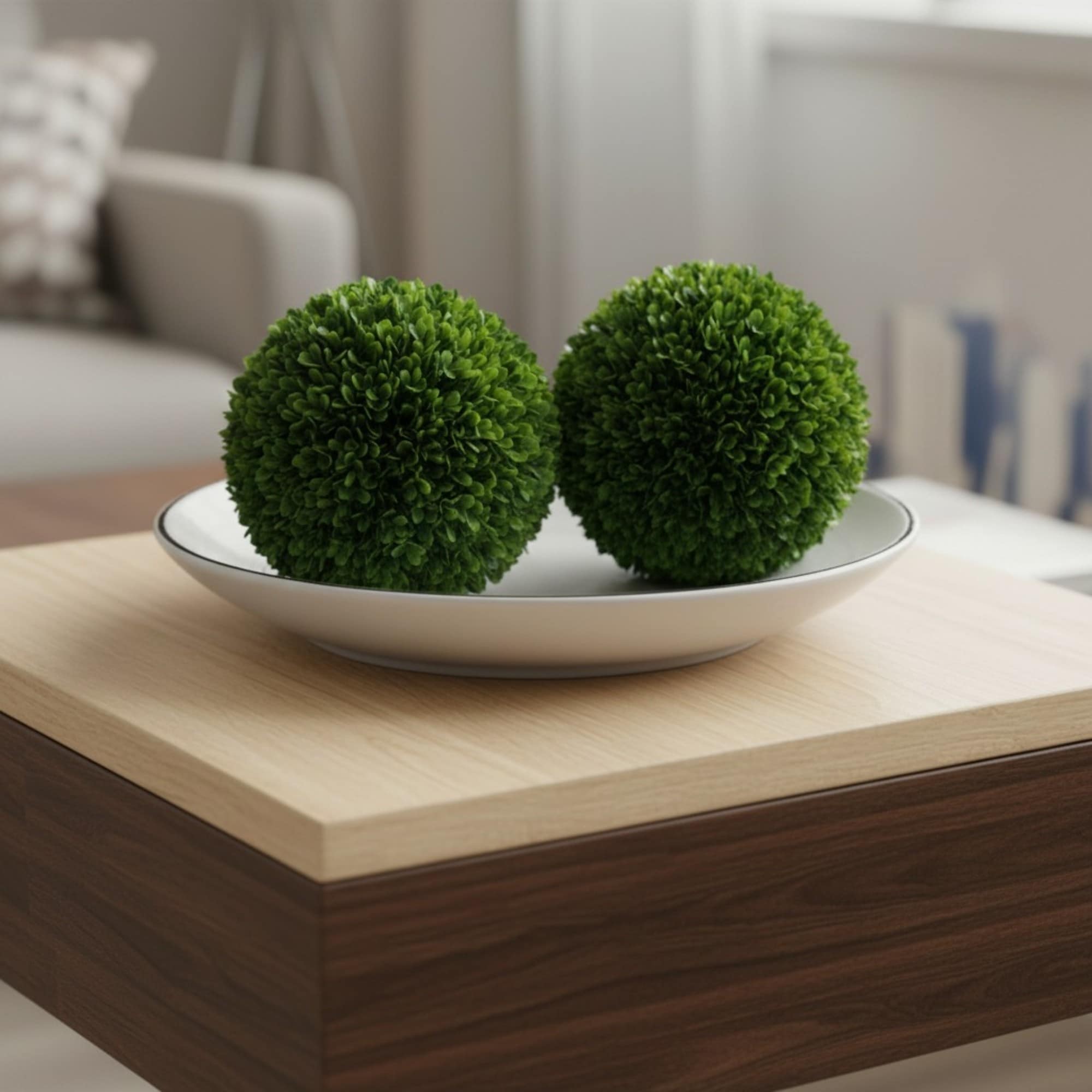 Maison Handcrafted Preserved Boxwood Decorative Balls Set Of 2