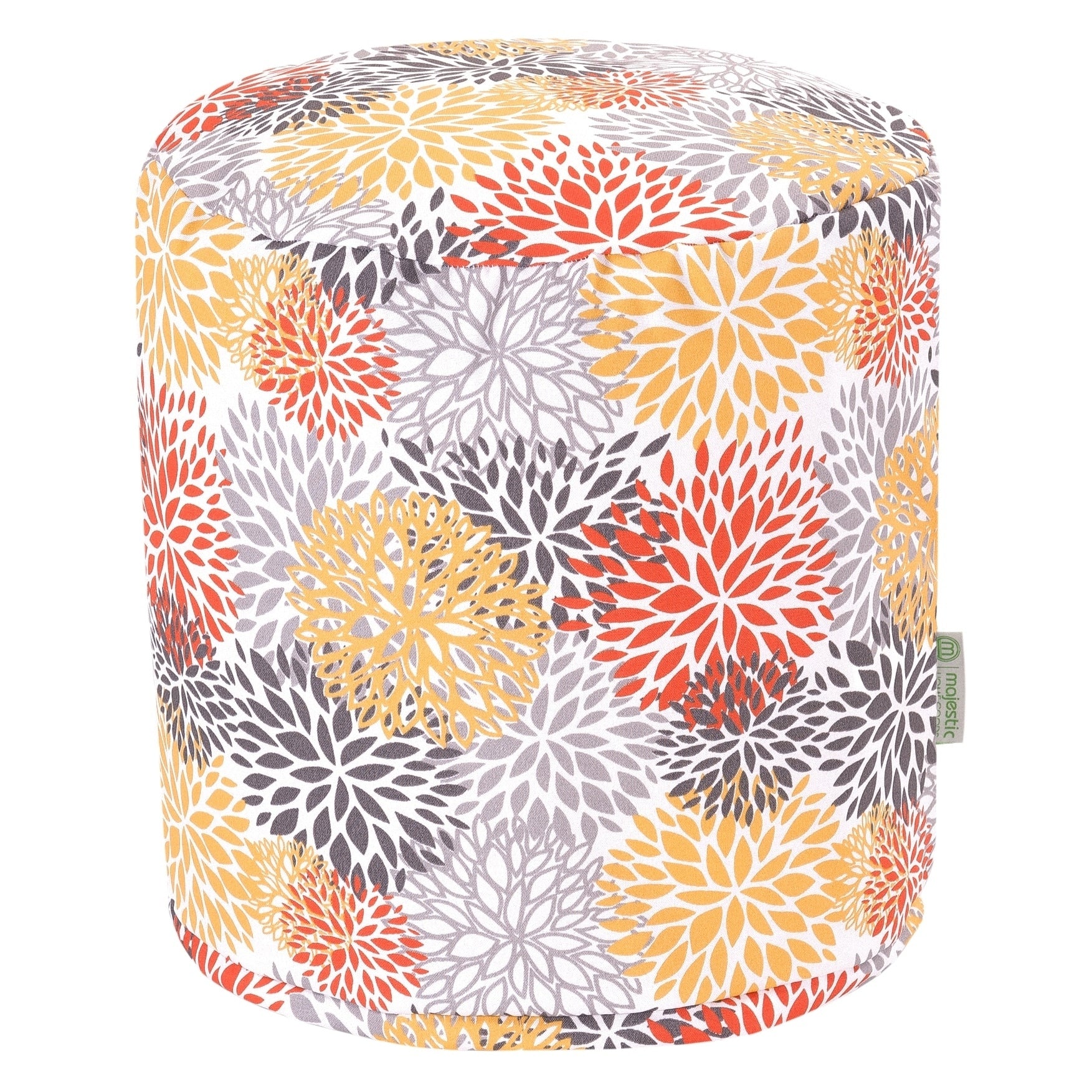 Majestic Home Goods Citrus Blooms Indoor Outdoor Ottoman Pouf 16 L X 16 W X 17 H