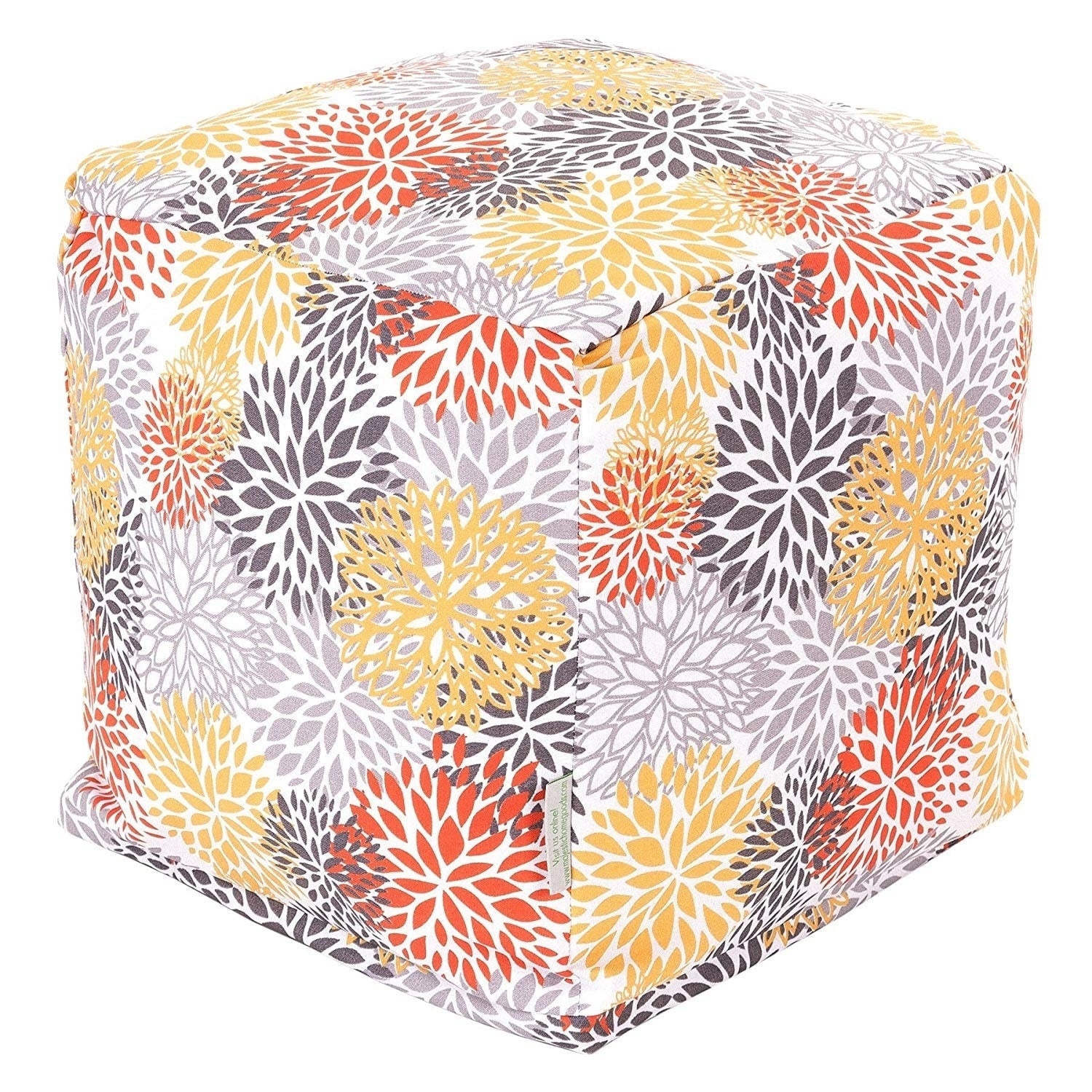 Majestic Home Goods Citrus Blooms Indoor Outdoor Ottoman Pouf Cube