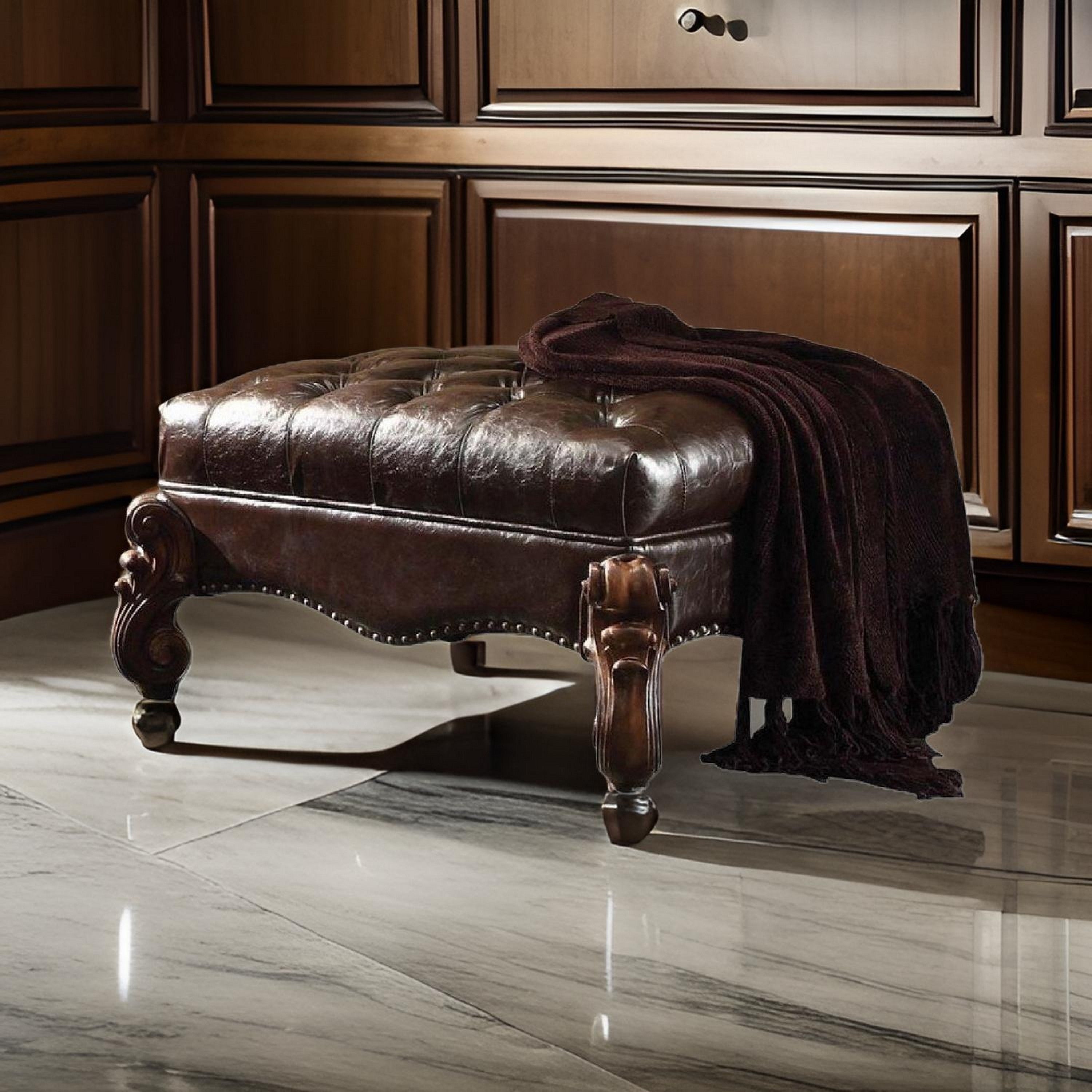 Majestic Ottoman 2 Tone Dark Brown Cherry Oak
