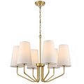Majorca Modern Brass Fabric Shade Pendant Light Fixture 6 Light