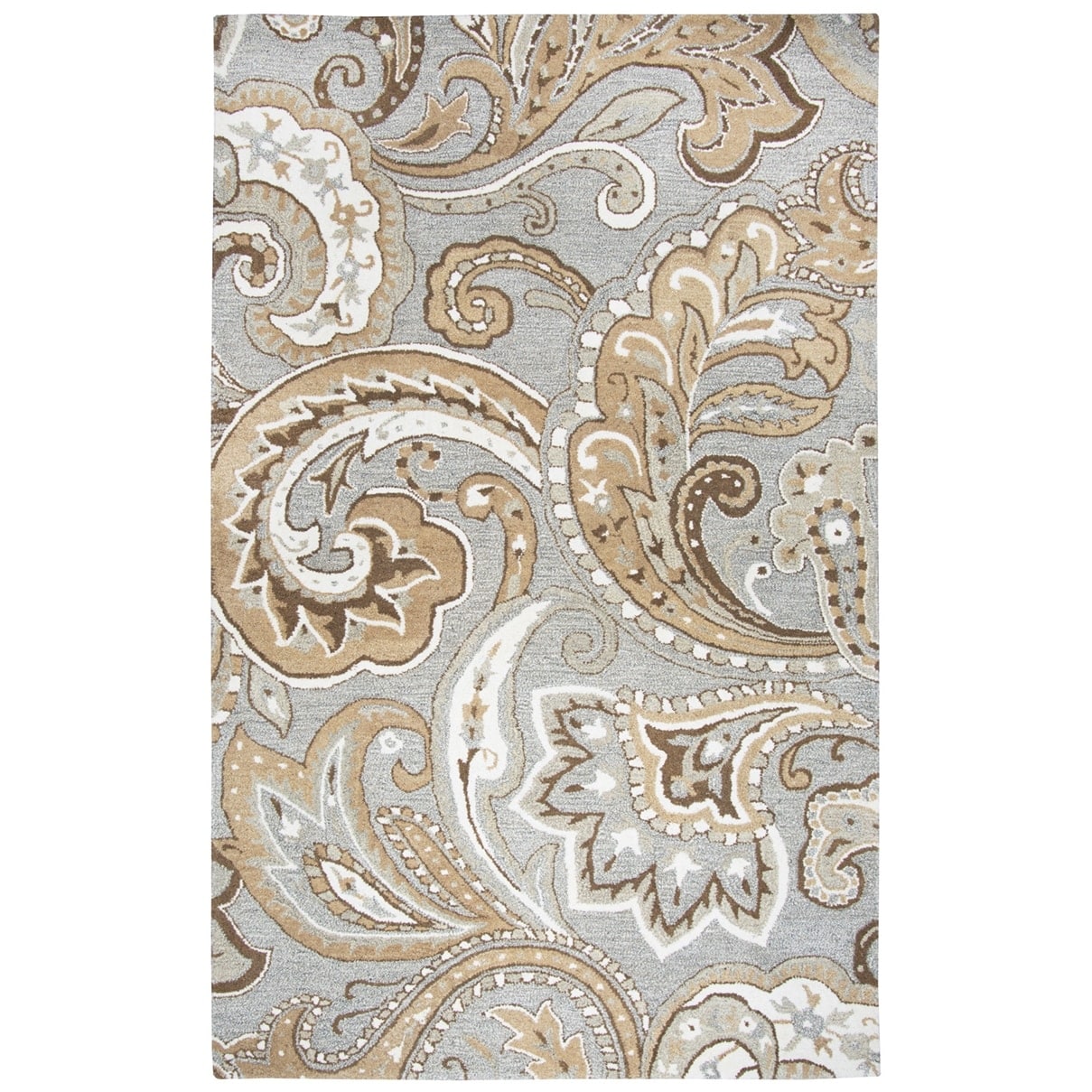 Hand Tufted Suffolk Grey Paisley Wool Area Rug 8 X 10 8 X 10