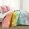 Make A Wish By Lush Decor Dandelion Fairy Ombre Pastel Rainbow Reversible Print Quilt Set