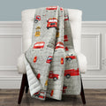 Make A Wish By Lush Decor Fire Truck Reversible Print Throw Blanket