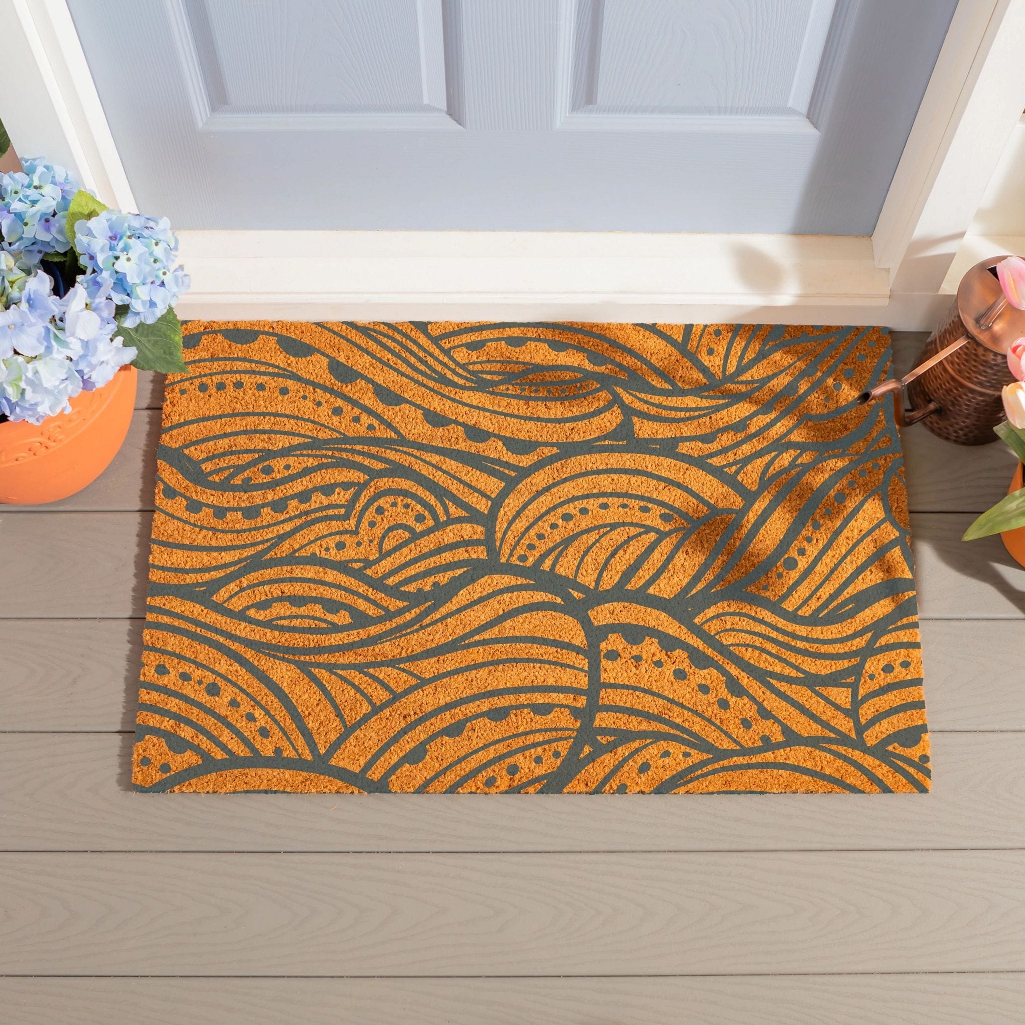 Make Waves Nautical Coir Door Mat 36 X 24 36 X 24