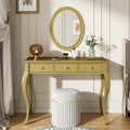 Makeup Vanity Desk With Oval Mirror 3 Drawer Dressing Table