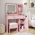 Makeup Vanity Set Vanity Desk With Stool Led Light Mirror And Charging Station