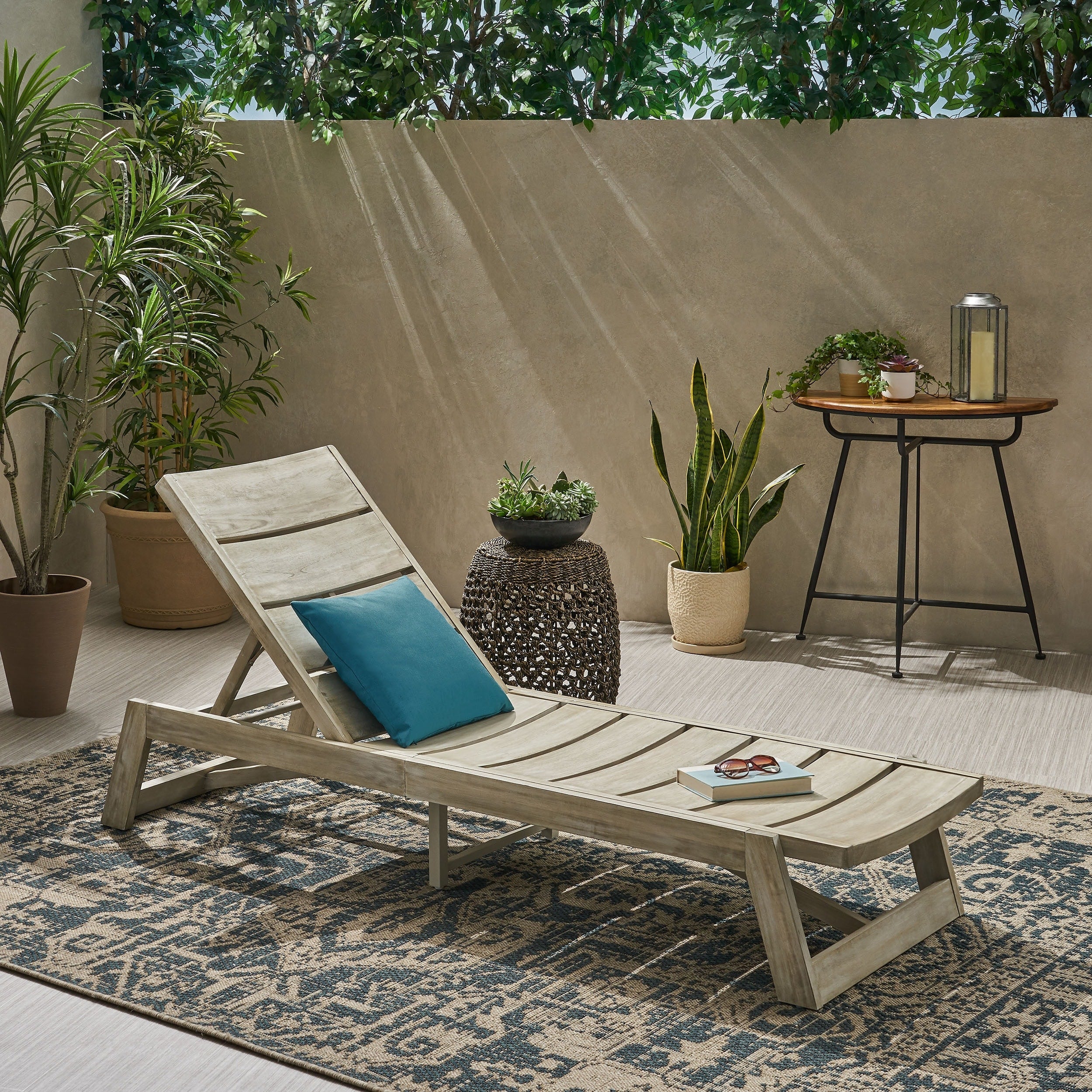 Maki Outdoor Wood And Iron Chaise Lounge By Christopher Knight Home