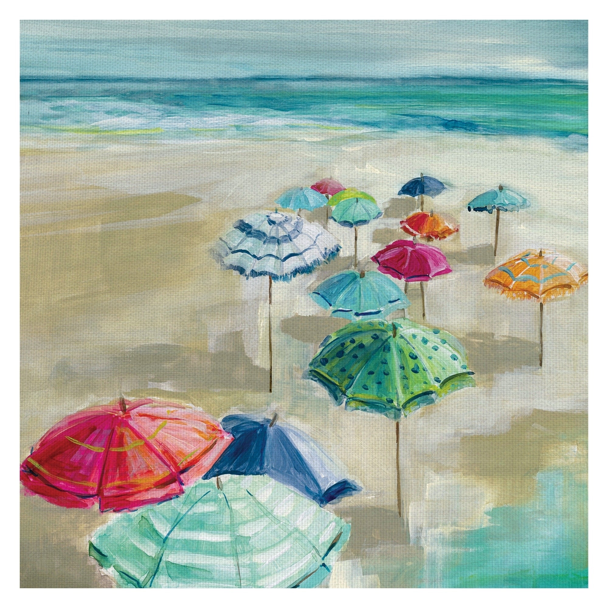 Making Shade With Beach Umbrellas Ii By Carol Robinson Wrapped Canvas Painting Art Print Multi Color