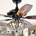 Makore Matte Black 52 Inch Lighted Ceiling Fan With Crystal Shade Includes Remote And Light Kit