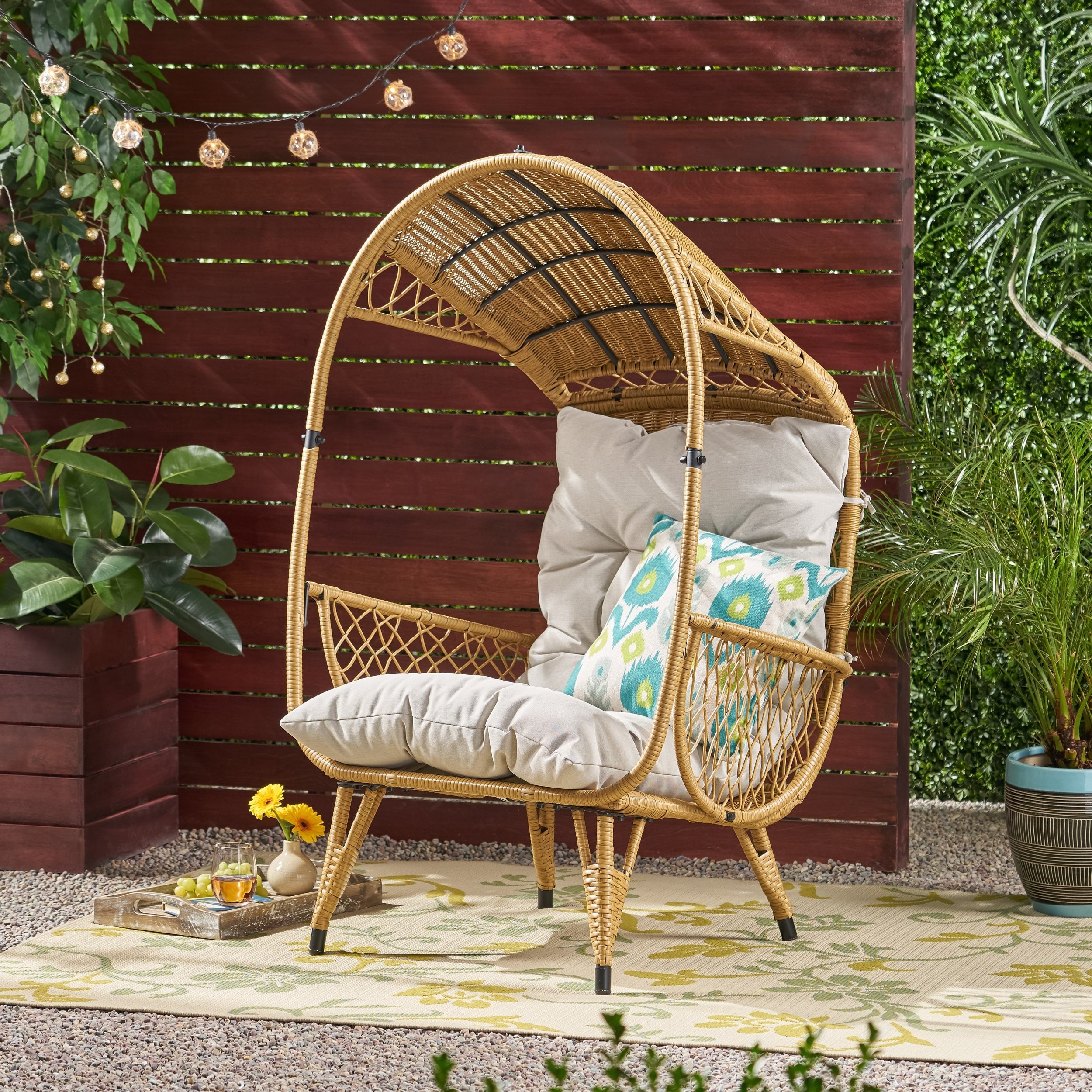 Malia Outdoor Standing Wicker Basket Chair With Cushion By Christopher Knight Home
