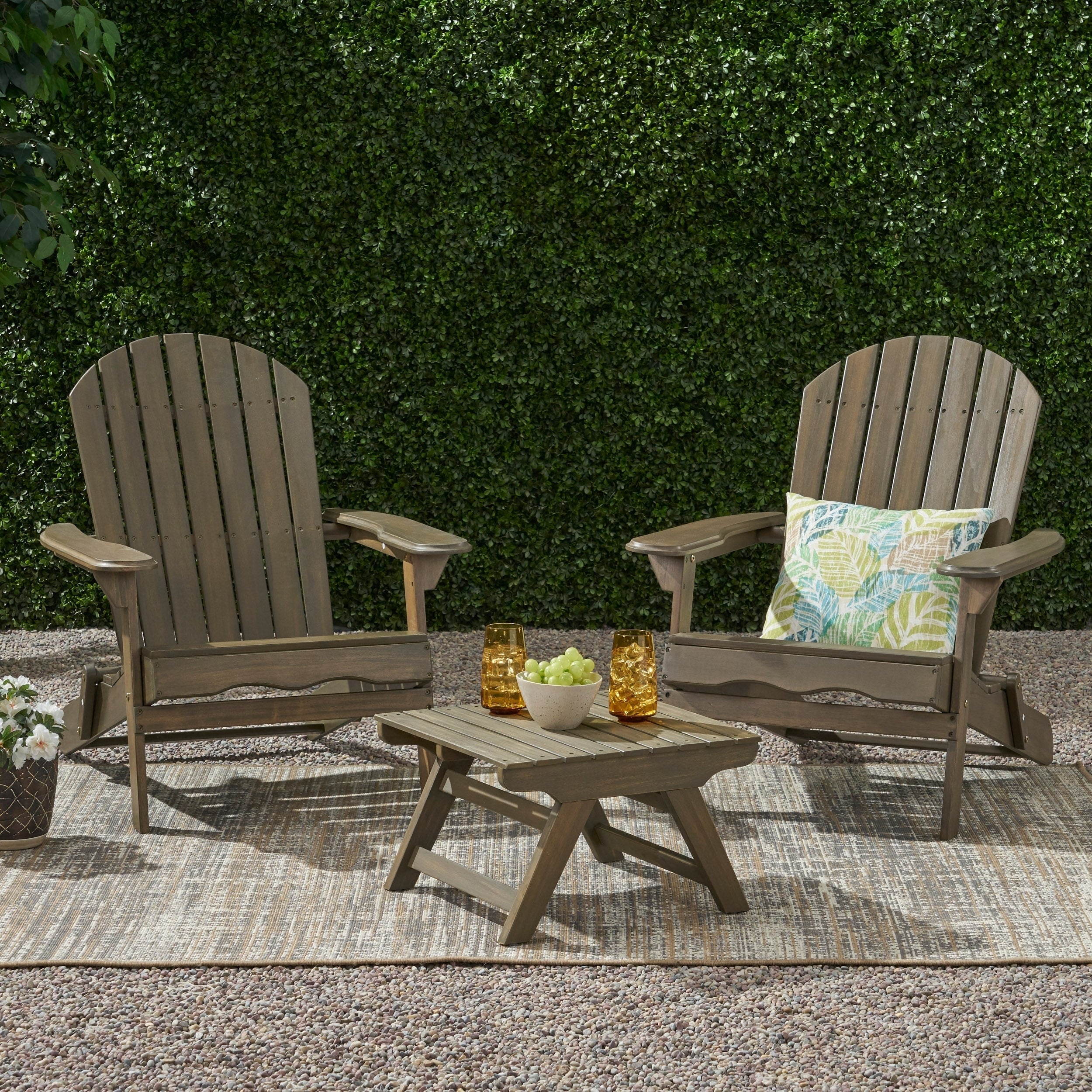 Malibu Outdoor Acacia Wood 2 Seater Chat Set With Side Table By Christopher Knight Home