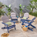 Malibu Outdoor Acacia Wood Folding Adirondack Chairs With Cushions Set Of 4 By Christopher Knight Home