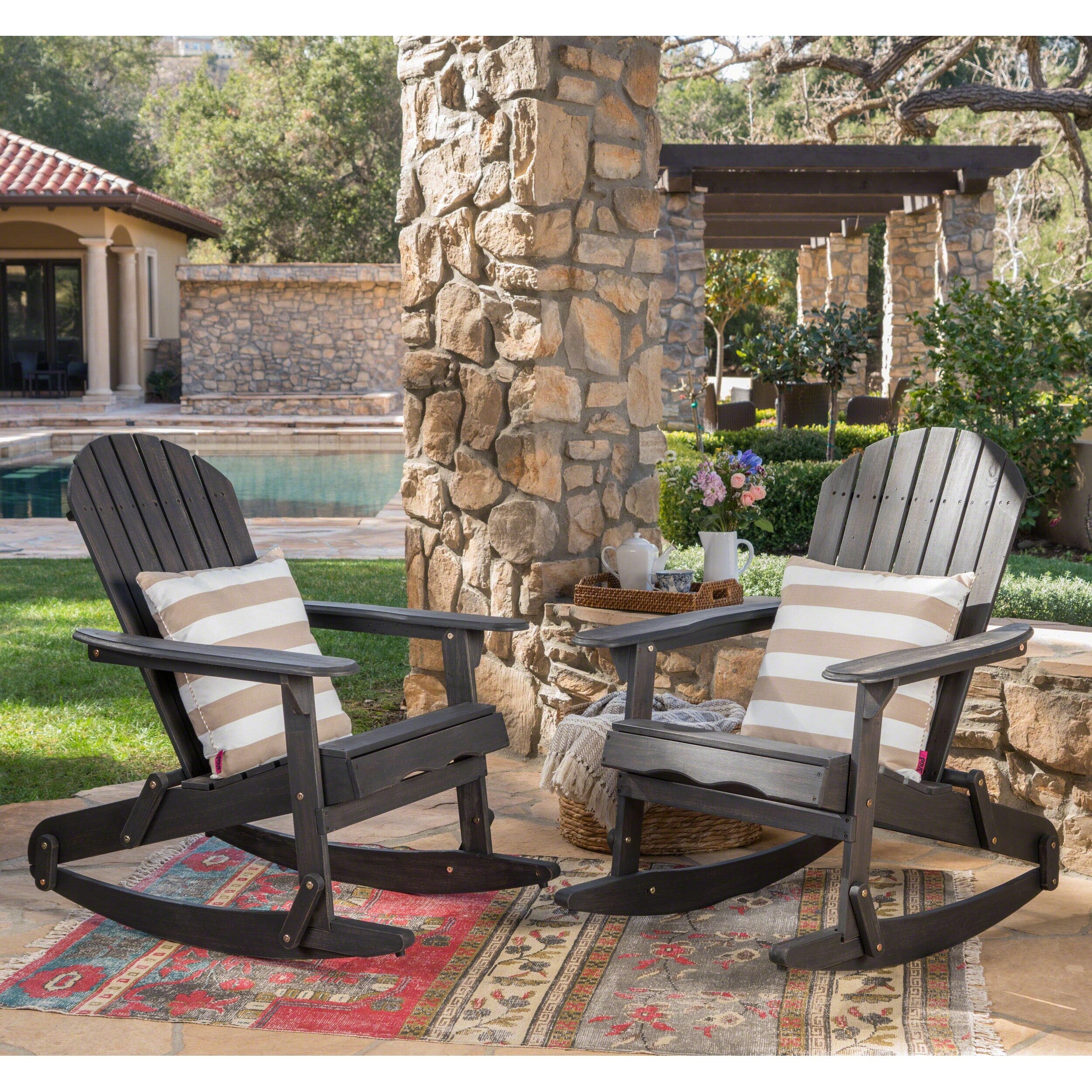 Malibu Outdoor Adirondack Rocking Chair Set Of 2 By Christopher Knight Home