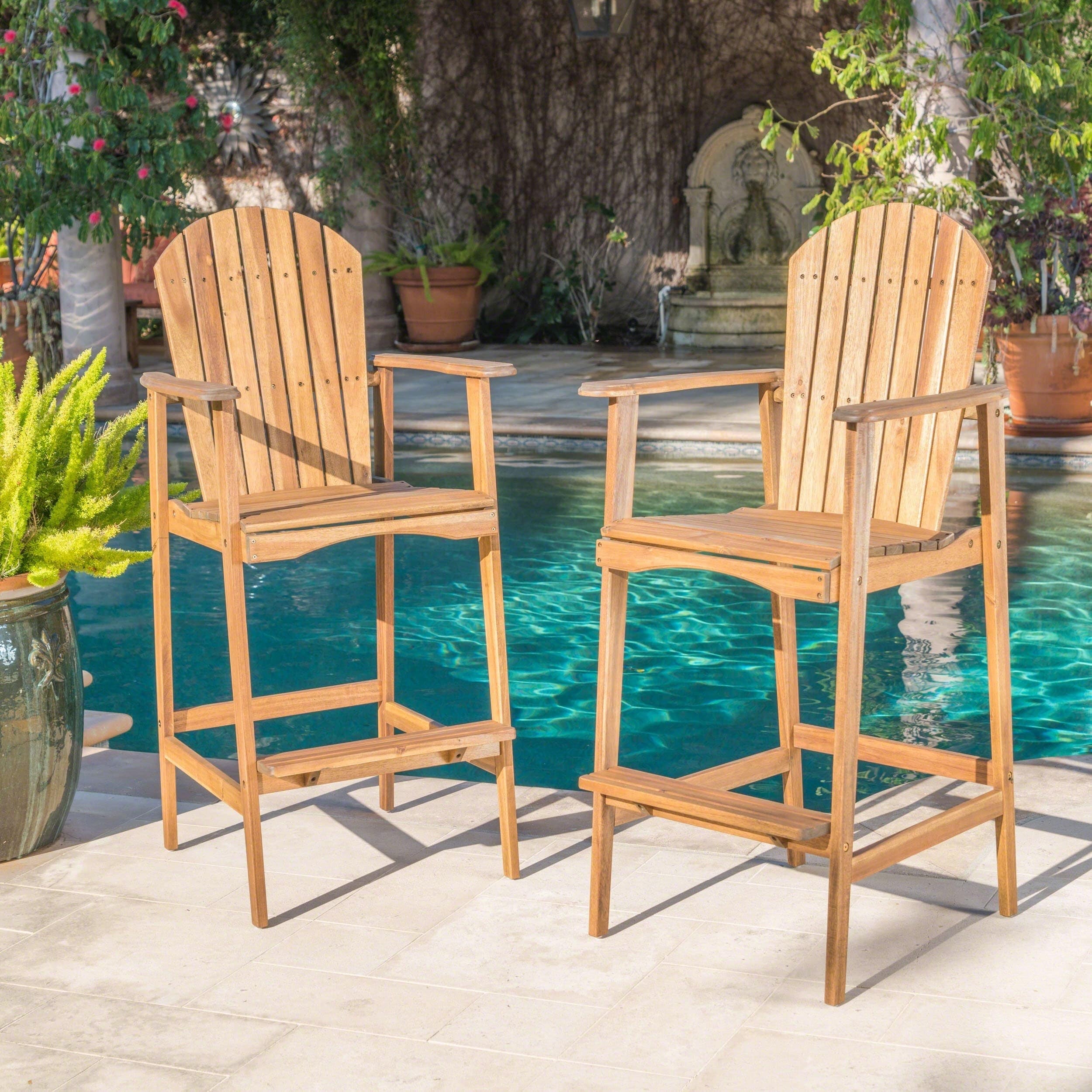 Malibu Outdoor Wood Acacia Barstool Set Of 2 By Christopher Knight Home