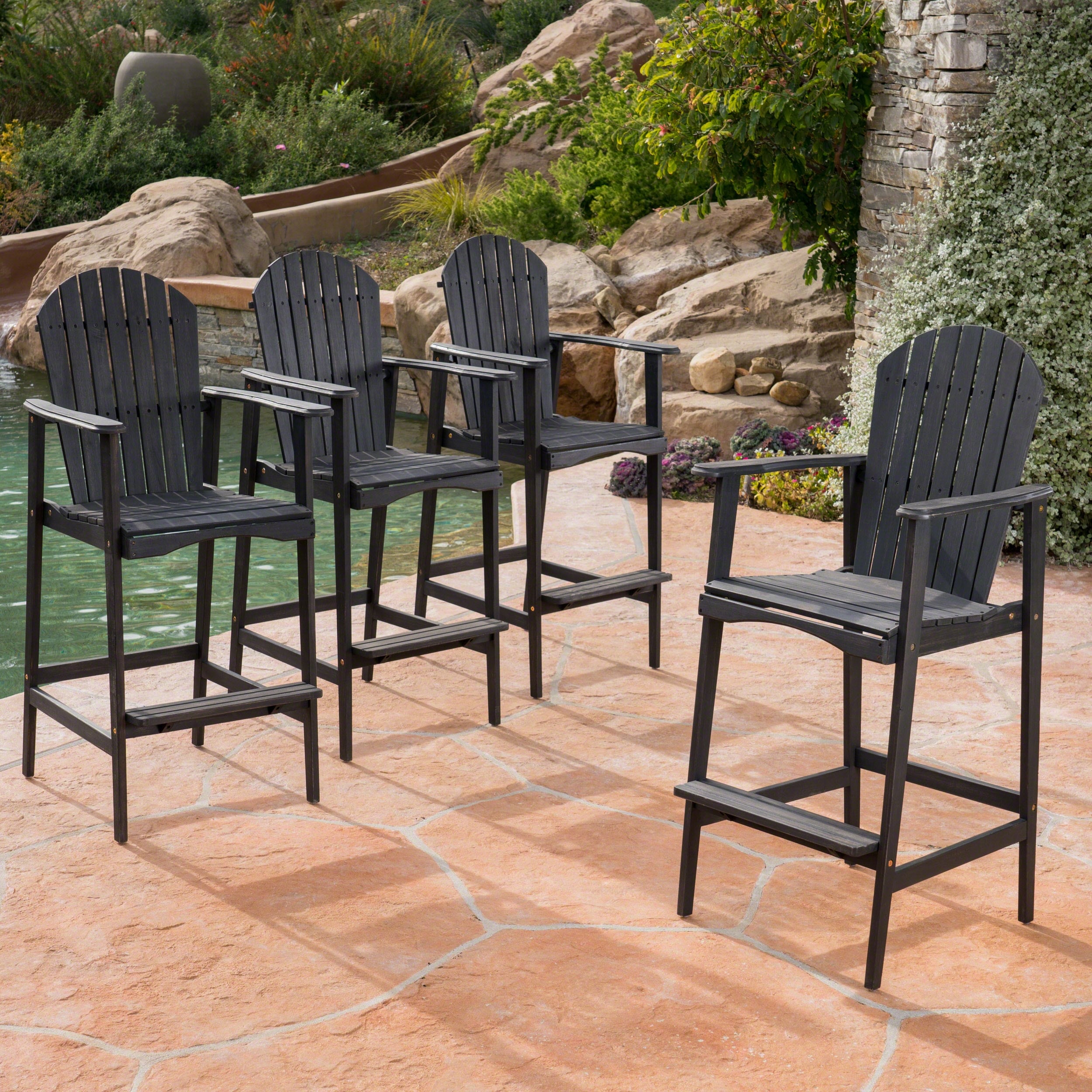Malibu Outdoor Wood Acacia Barstool Set Of 4 By Christopher Knight Home