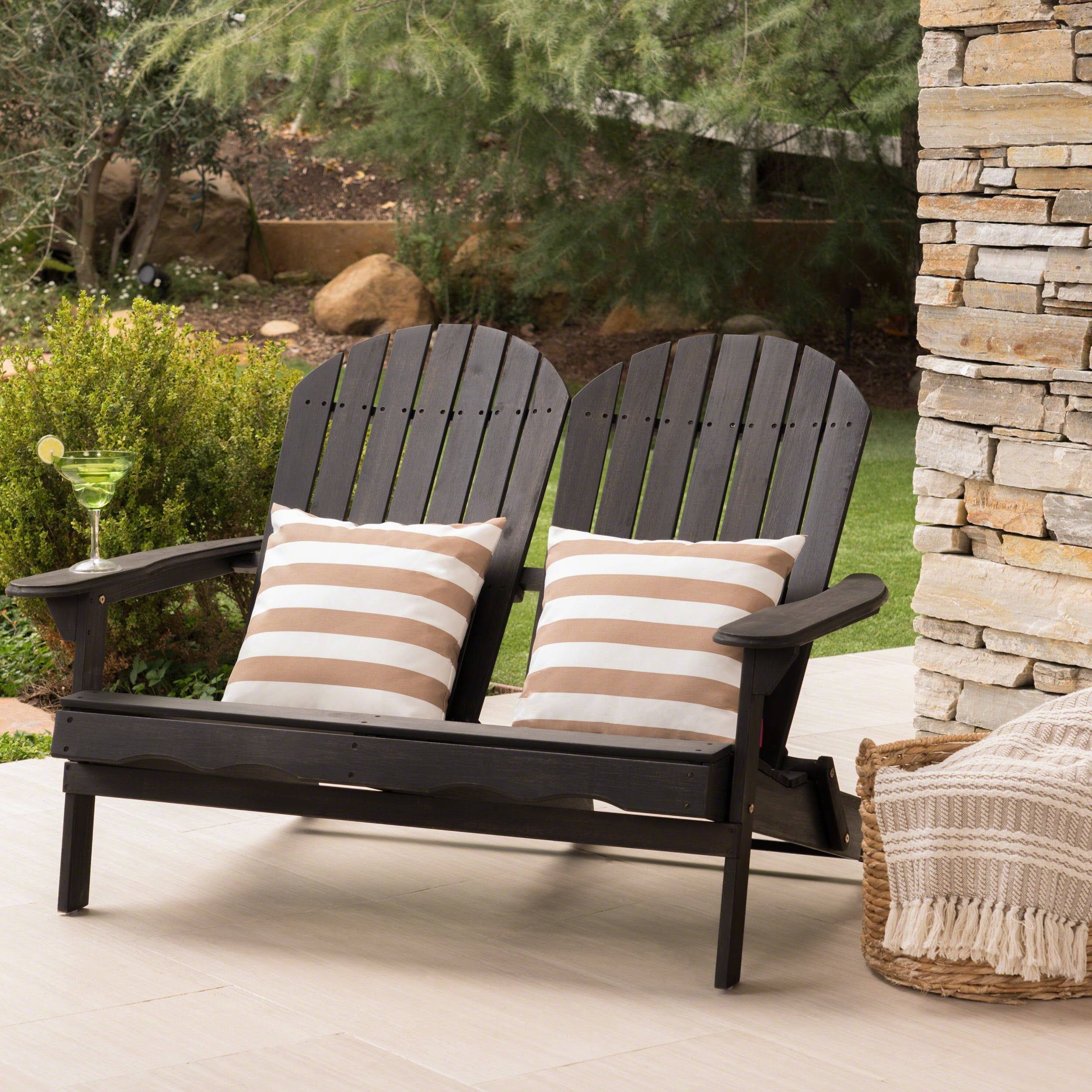 Malibu Outdoor Wood Adirondack Loveseat By Christopher Knight Home
