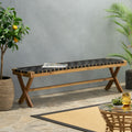 Mallett Outdoor Acacia Wood Bench With Rope Seating By Christopher Knight Home 61.00 W X 13.75 D X 16.25 H