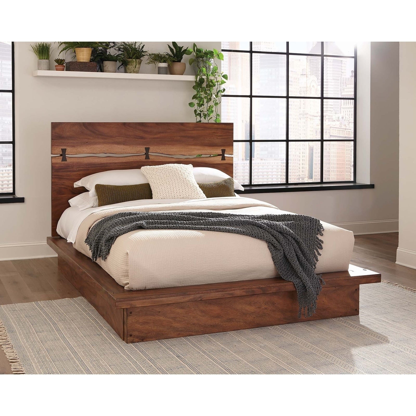 Mallory Smokey Walnut And Coffee Bean Platform Bed