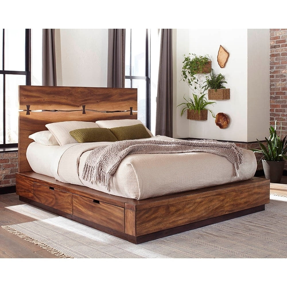 Mallory Smokey Walnut And Coffee Bean Storage Platform Bed