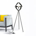 Maloke Aged Silver Metal Twisted Ribbin Floor Lamp Includes Edison Bulb
