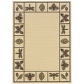 Botanical Ivory Brown Indoor Outdoor Area Rug 710 Round 710 Round