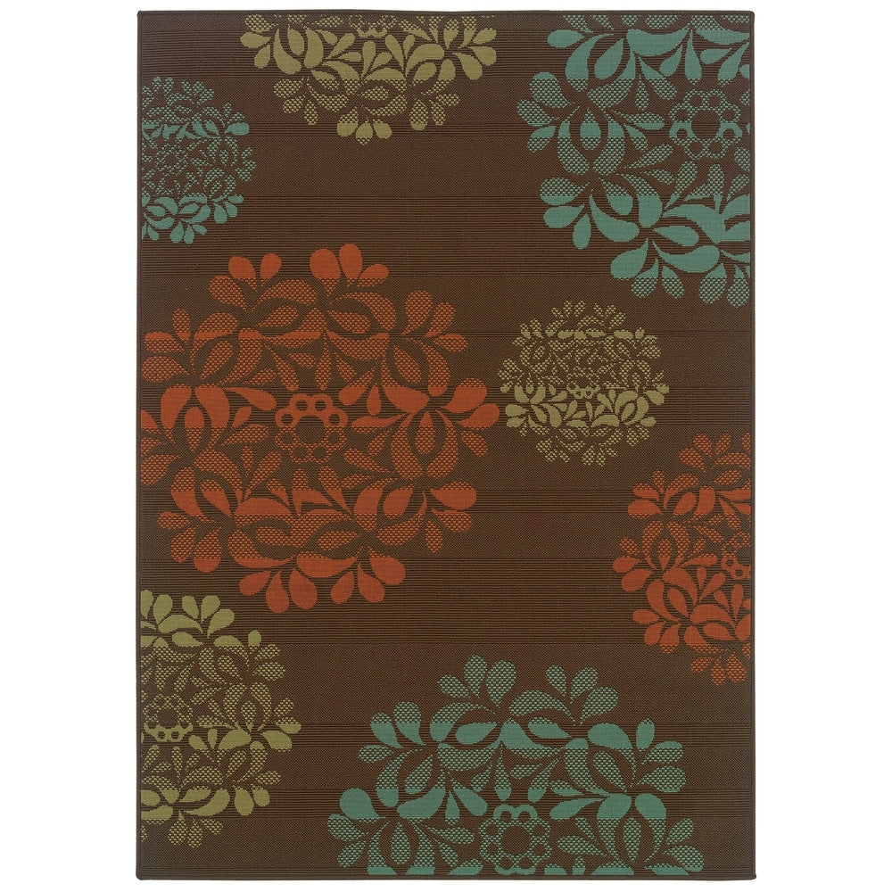 Stylehaven Floral Brown Blue Indoor Outdoor Area Rug 710X1010 710 X 1010