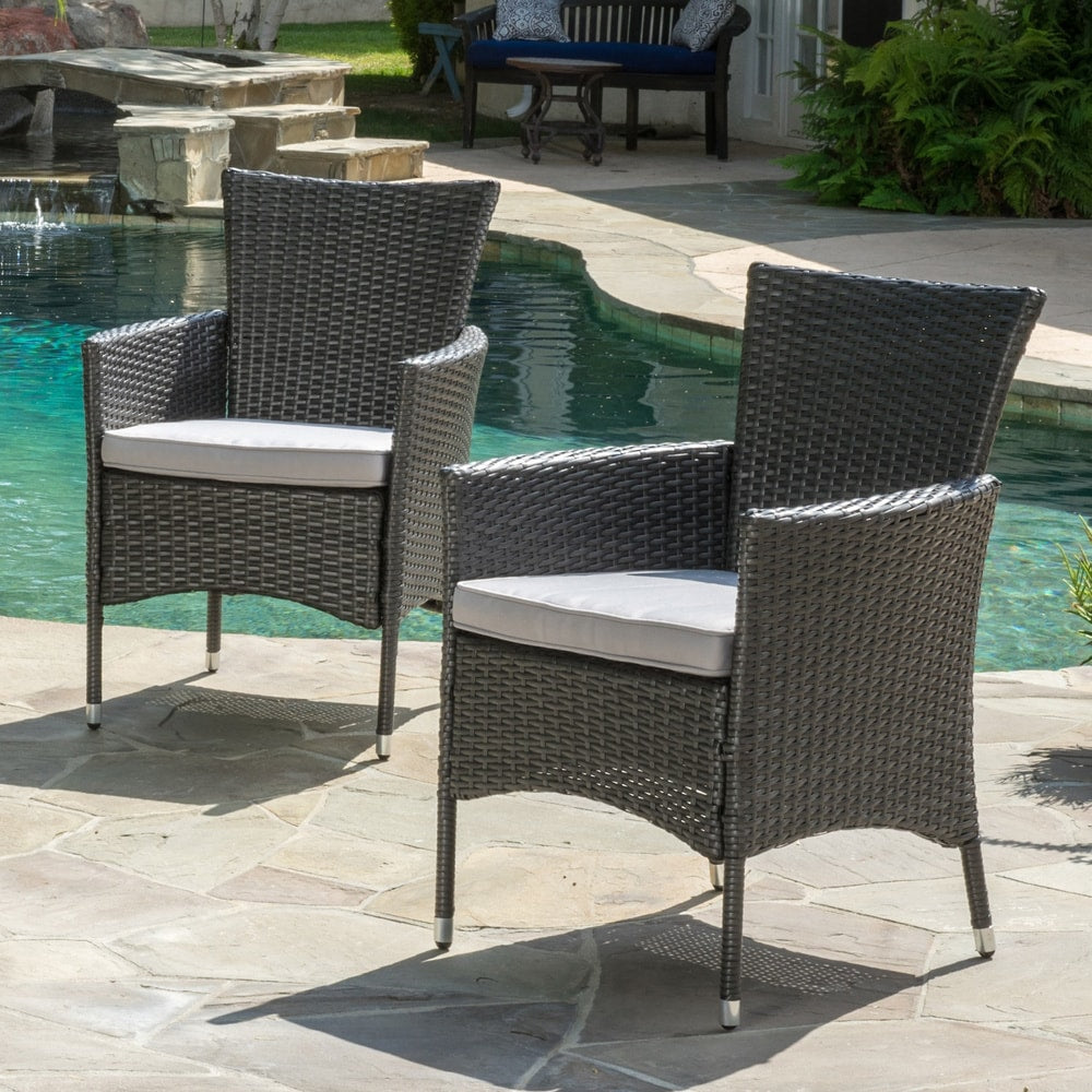 Malta Outdoor Wicker Dining Chair With Cushion By Christopher Knight Home Set Of 2