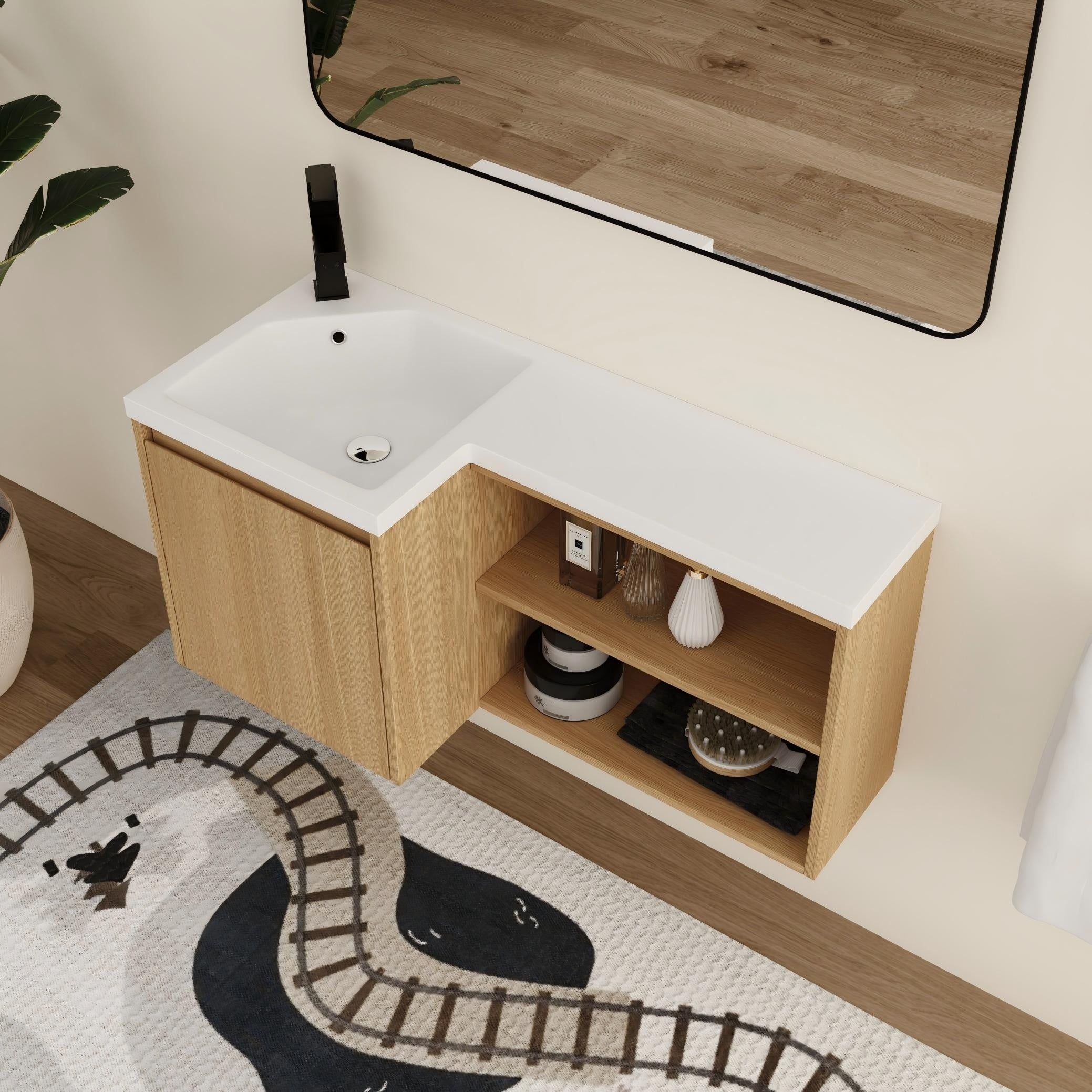 Malwee 36 Floating Bathroom Vanity With Sink Wall Mounted Bathroom Vanity With Soft Close Door Open Shelf