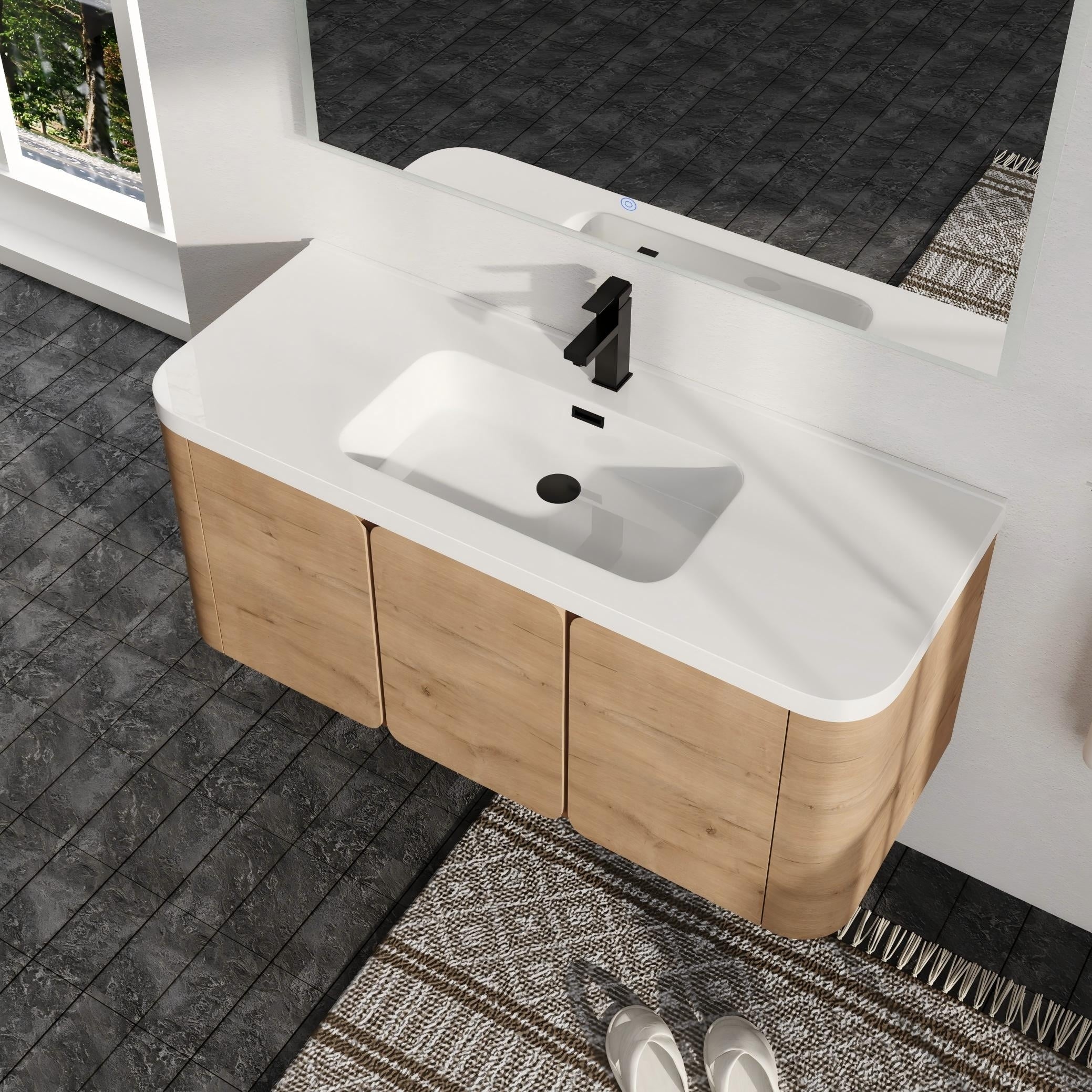 Malwee 48 60 Floating Bathroom Vanity With Sink Wall Mounted Bathroom Vanity With Soft Close Door