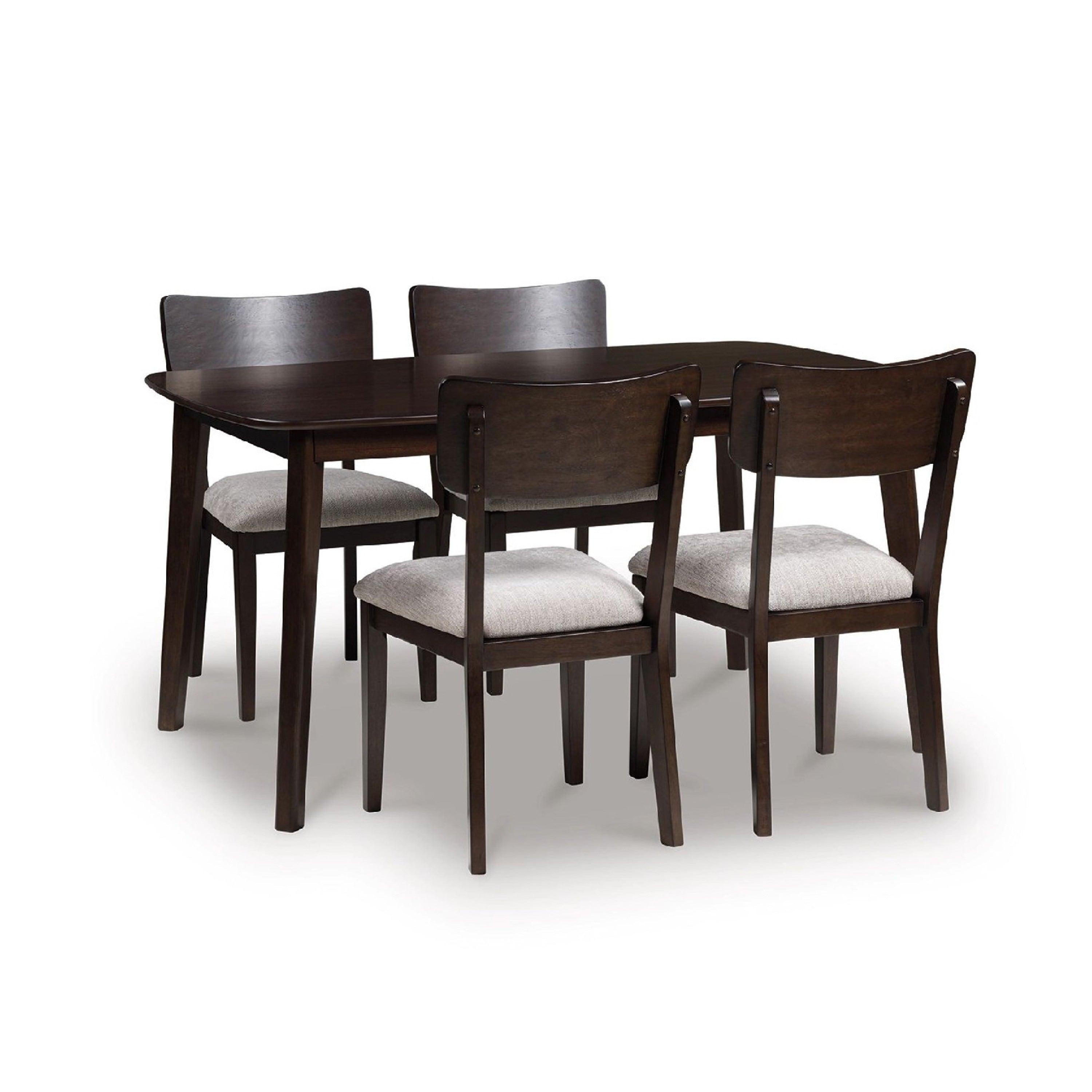 Maly 5Pc Dining Table And Chairs Set Light Gray Cushions Merlot Brown