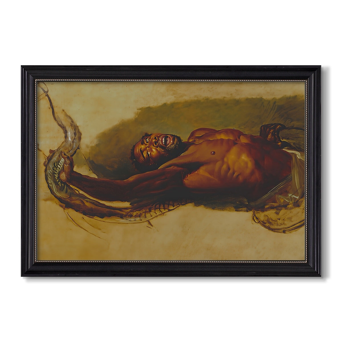Man Struggling With A Boa Constrictor C 1803 James Ward Custom Framed Canvas