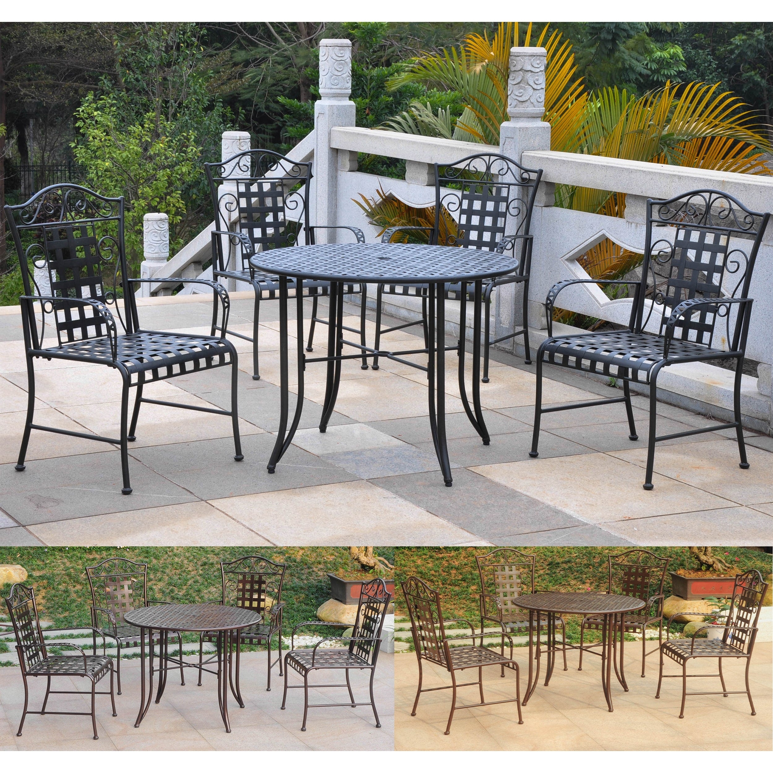International Caravan Mandalay 5 Piece Iron Patio Dining Set